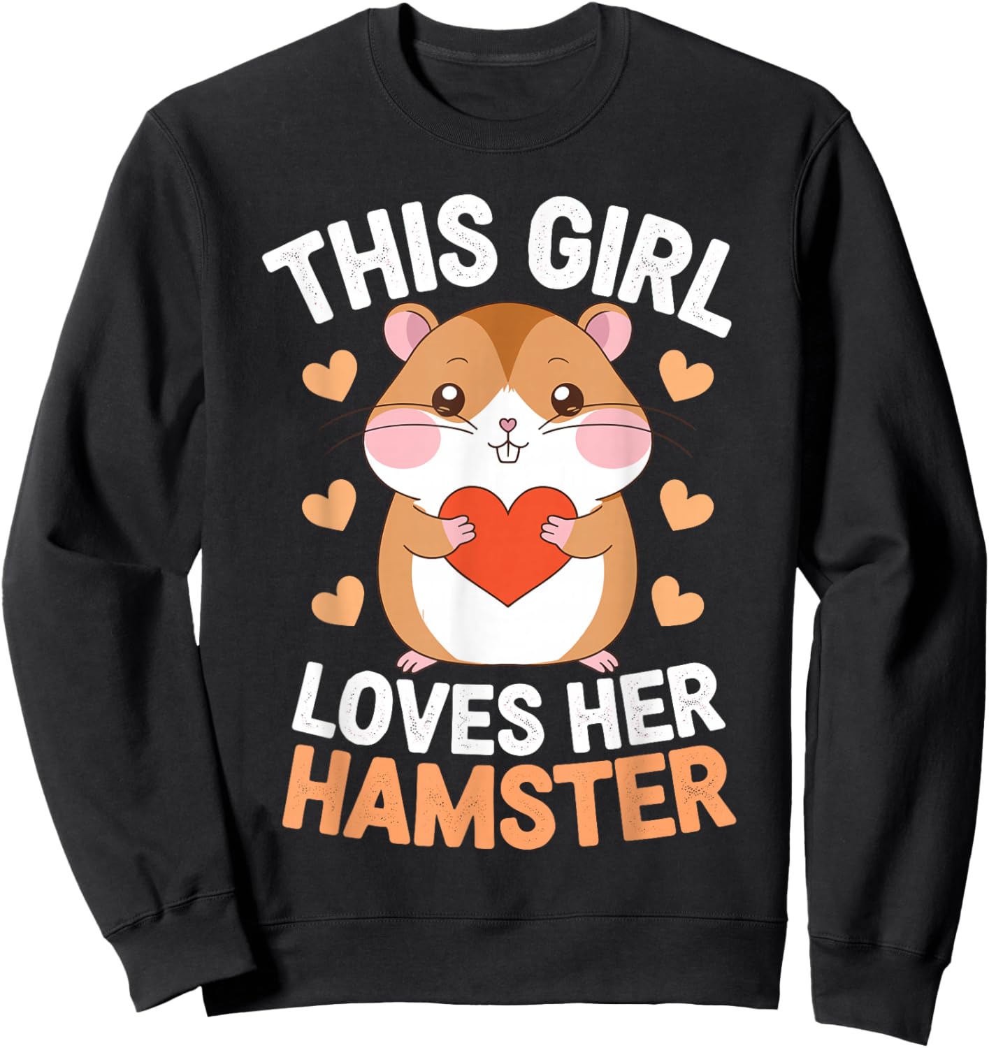 Hamster Art for Girls Women Hamster Lover Animal Hamster Sweatshirt - Sweatshirt | Black