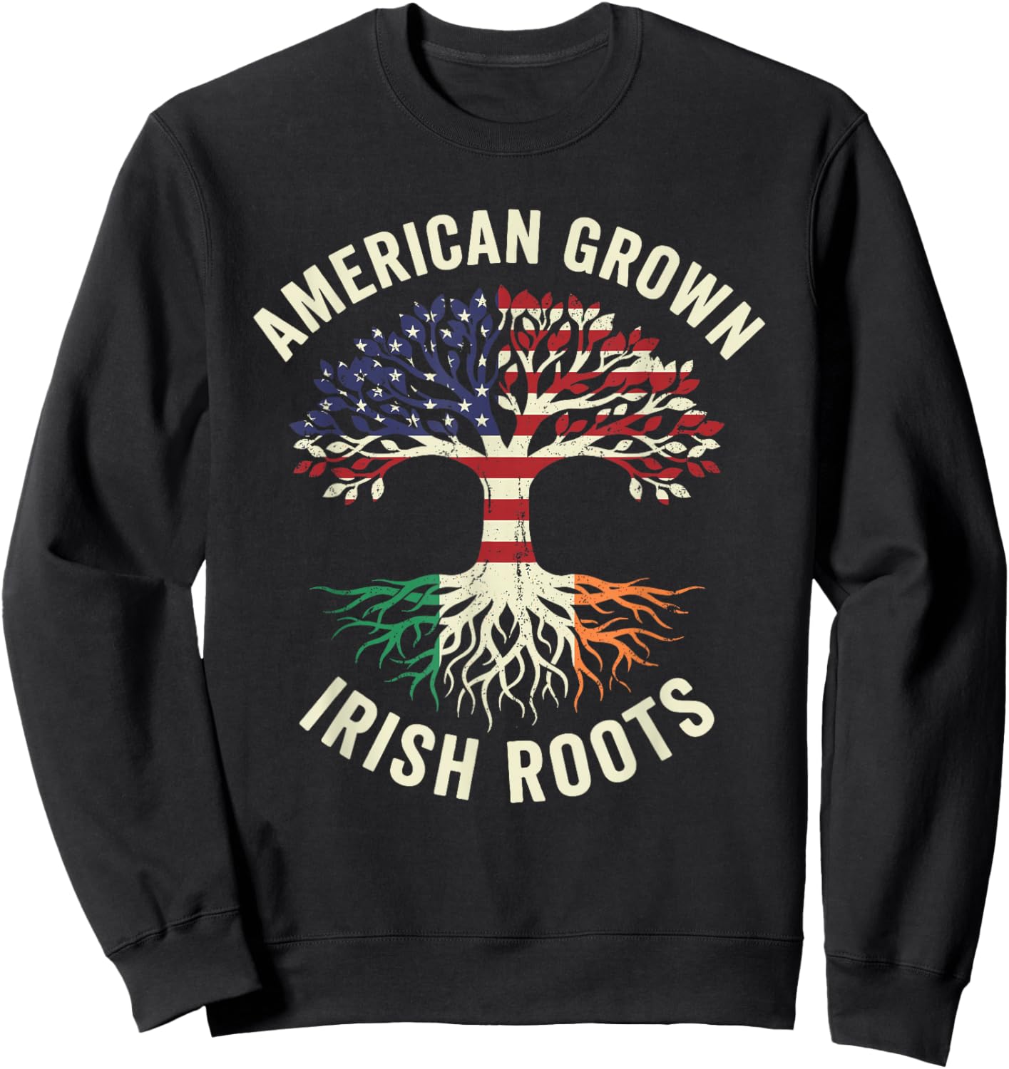 American Grown Irish Roots Tree Flag Style Sweatshirt - Sweatshirt | Black