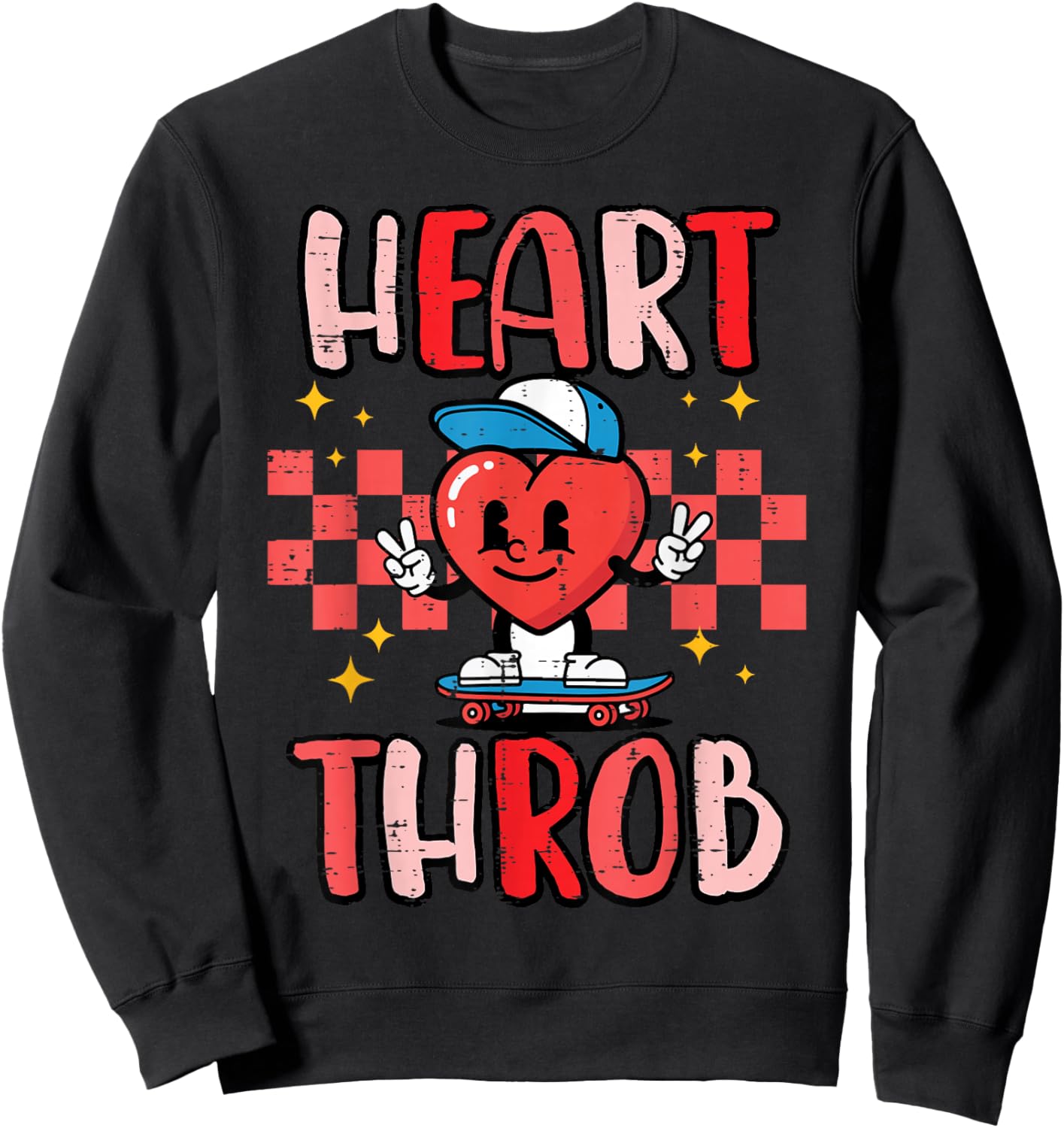 Valentines Day Heart Throb Skateboard Cute Toddler Boys Kids Sweatshirt - Sweatshirt | Black