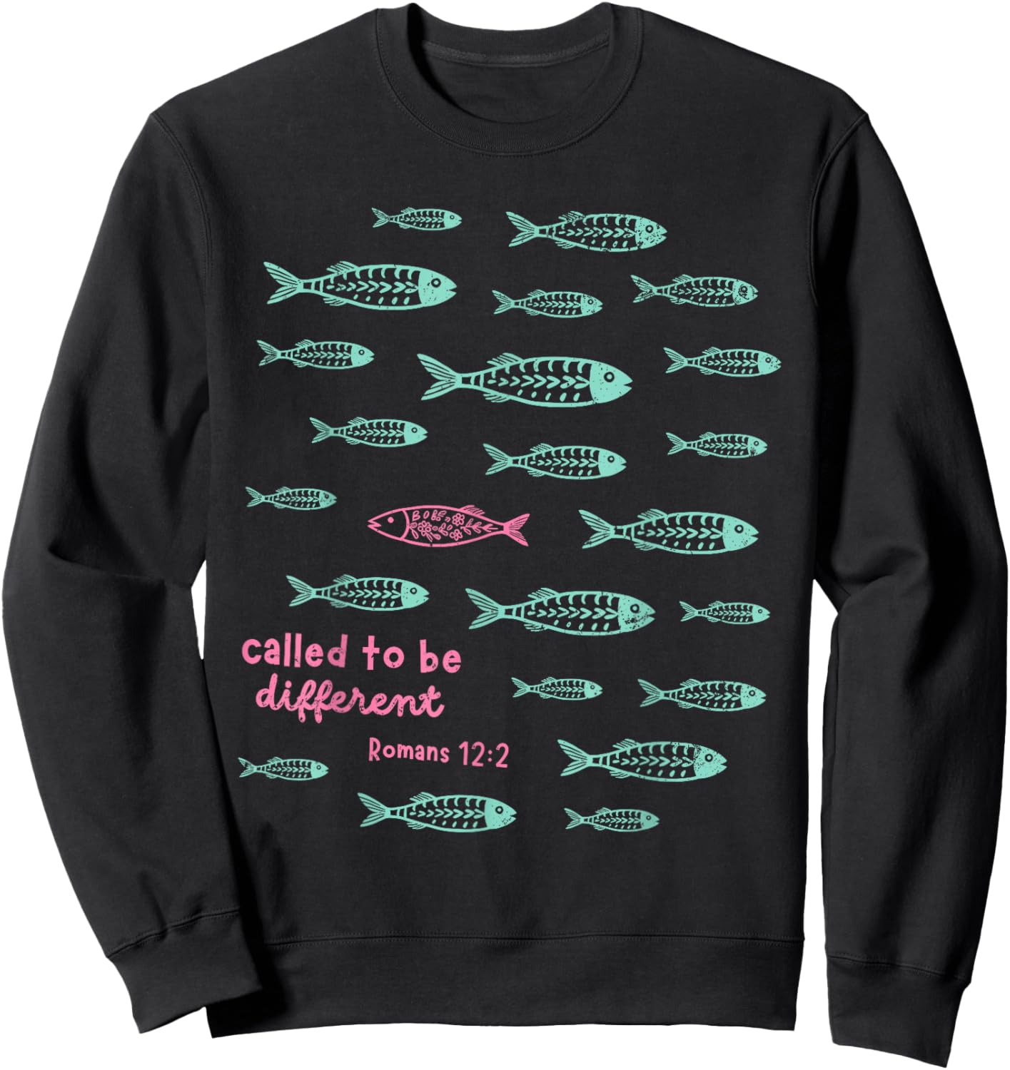 Called to Be Different Romans 12:2 Christian Fish Sweatshirt - Sweatshirt | Black