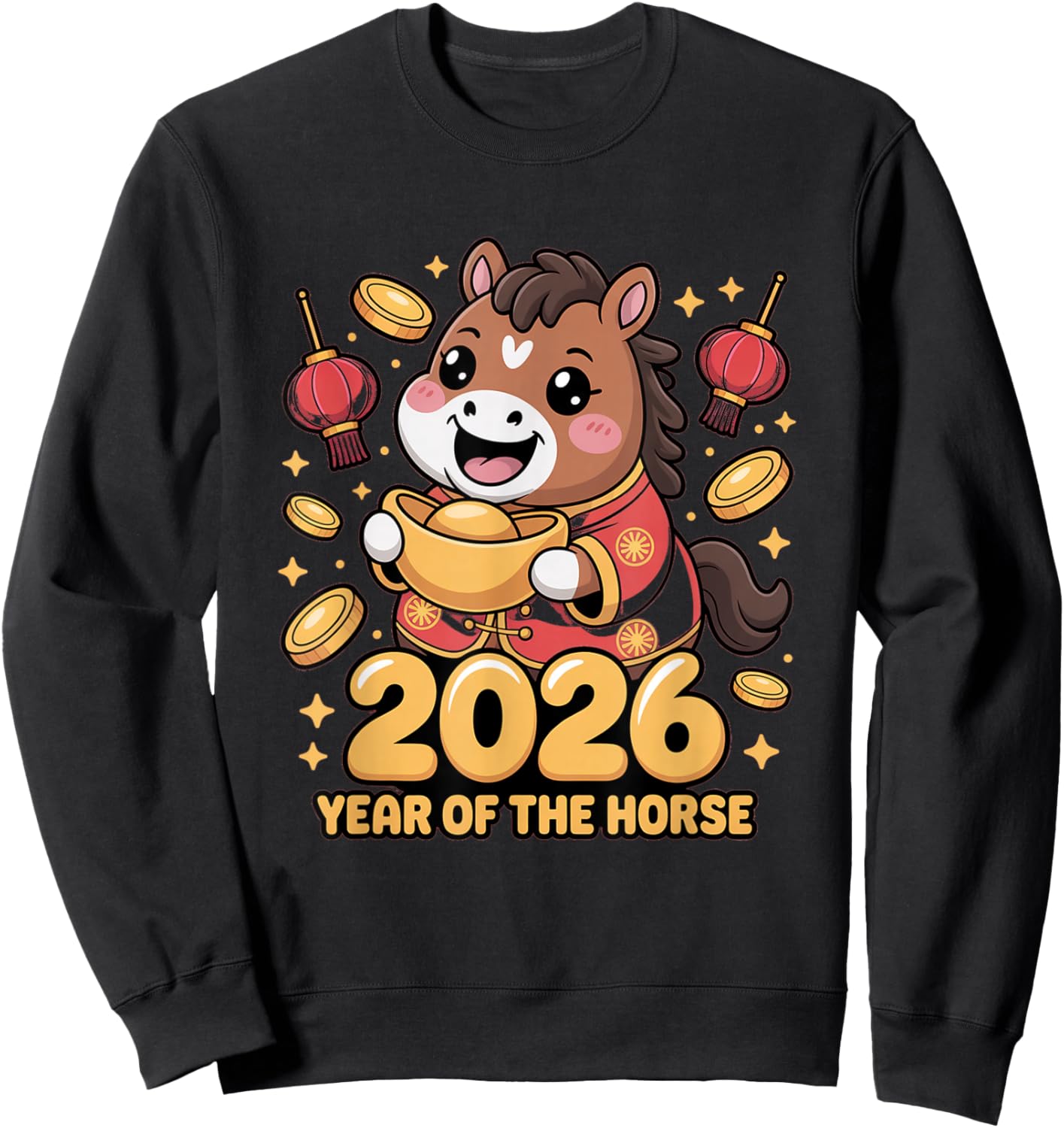 Year of The Fire Horse 2026 Festive Chinese New Year Sweatshirt - Sweatshirt | Black