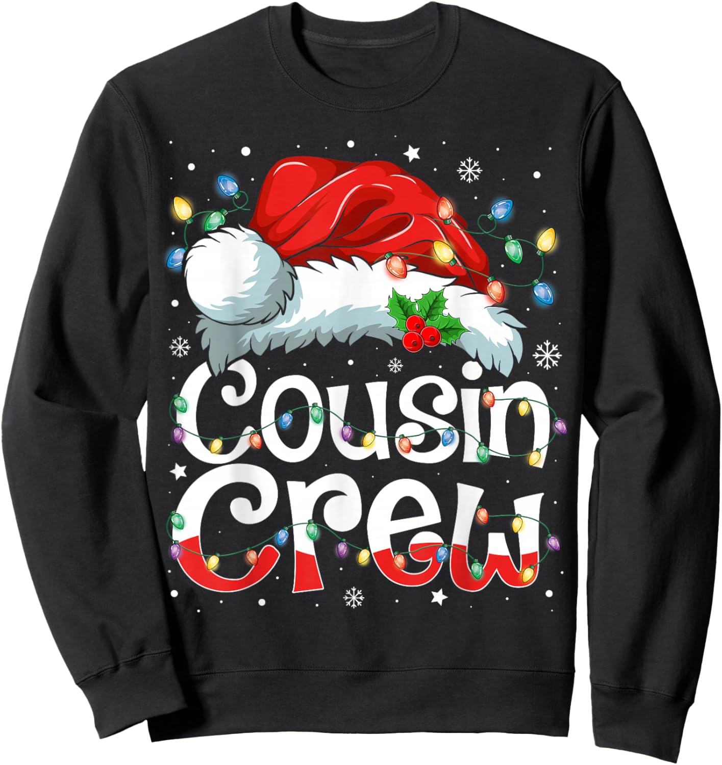 Christmas Cousin Crew Santa Hat Kids Men Women Sweatshirt - Sweatshirt | Black