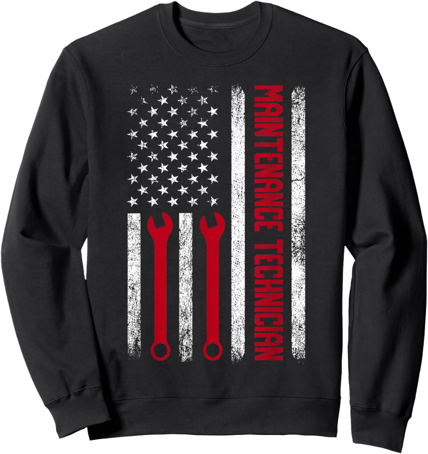 Funny Maintenance Technician American Flag Repairman Worker Sweatshirt - Sweatshirt | Black