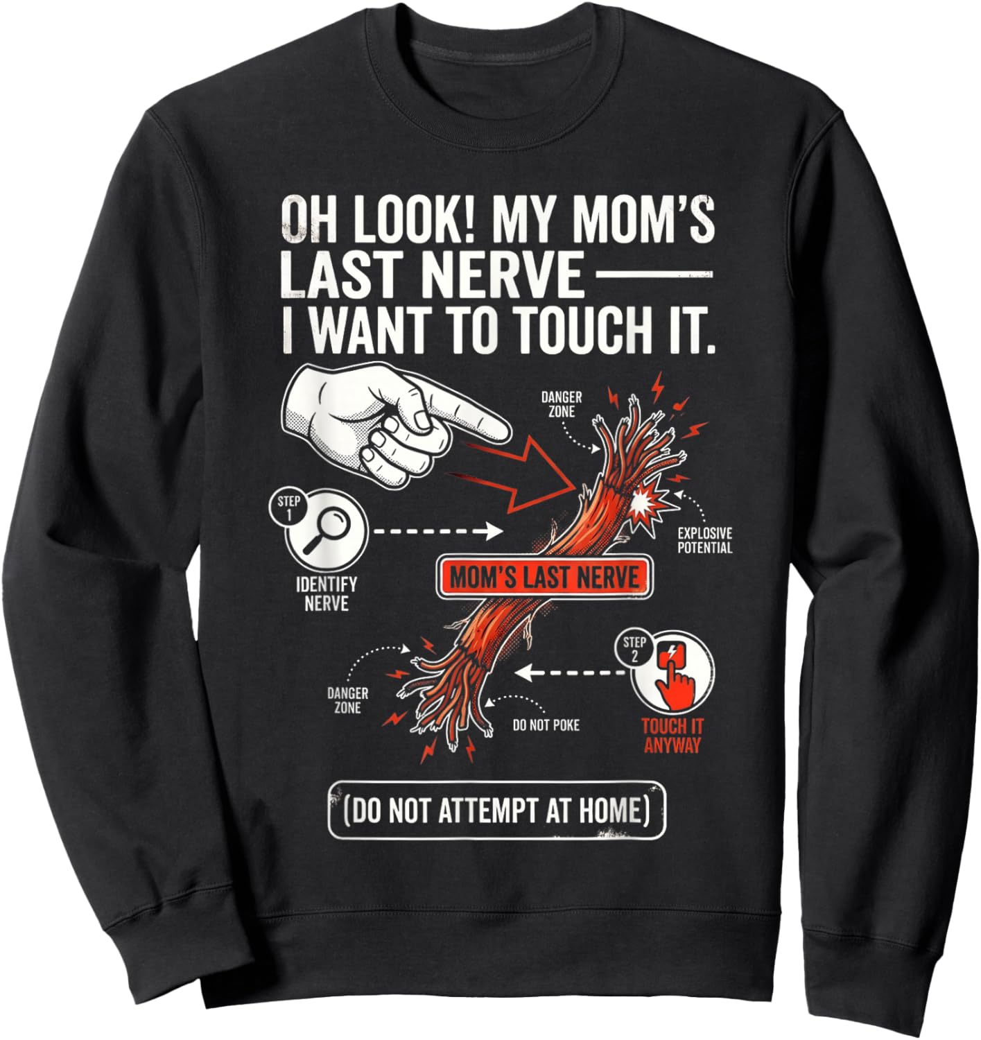 Oh Look My Mom's Last Nerve I Want to Touch It Funny Diagram Sweatshirt - Sweatshirt | Black