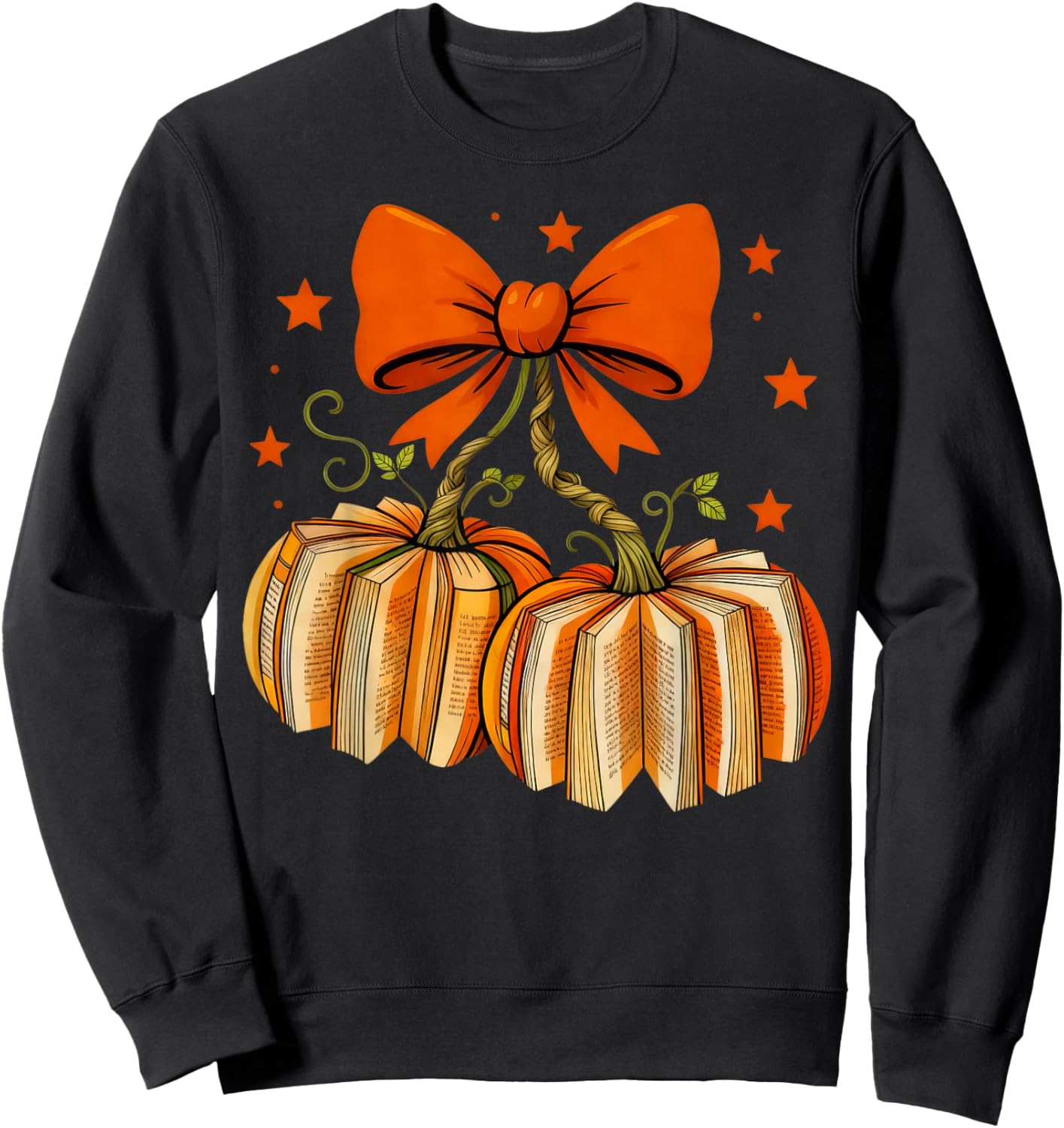 Vintage Coquette Book Pumpkin Cherries Teacher Halloween Sweatshirt - Sweatshirt | Black