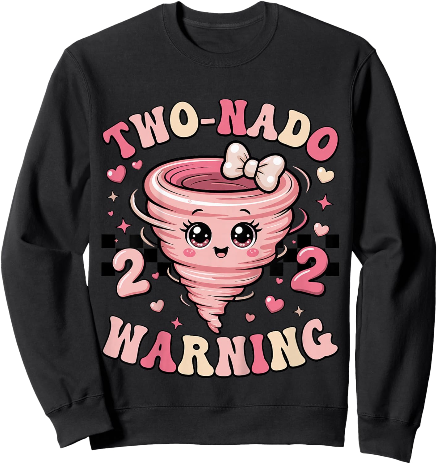 Two Nado Warning Coquette Bow 2nd Birthday 2 Year Old Girls Sweatshirt - Sweatshirt | Black