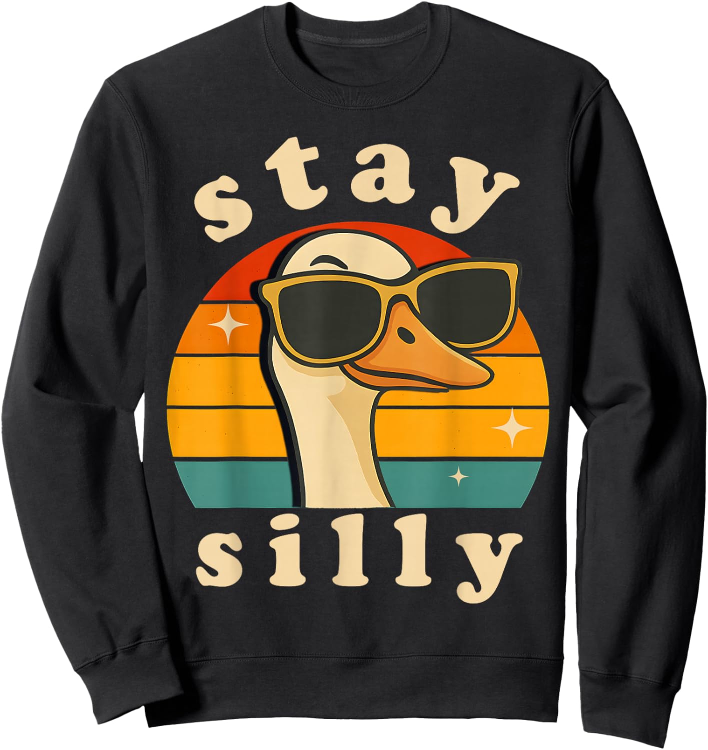 Stay Silly Goose Boys Kids Retro Cute Matching Friends 70s Sweatshirt - Sweatshirt | Black