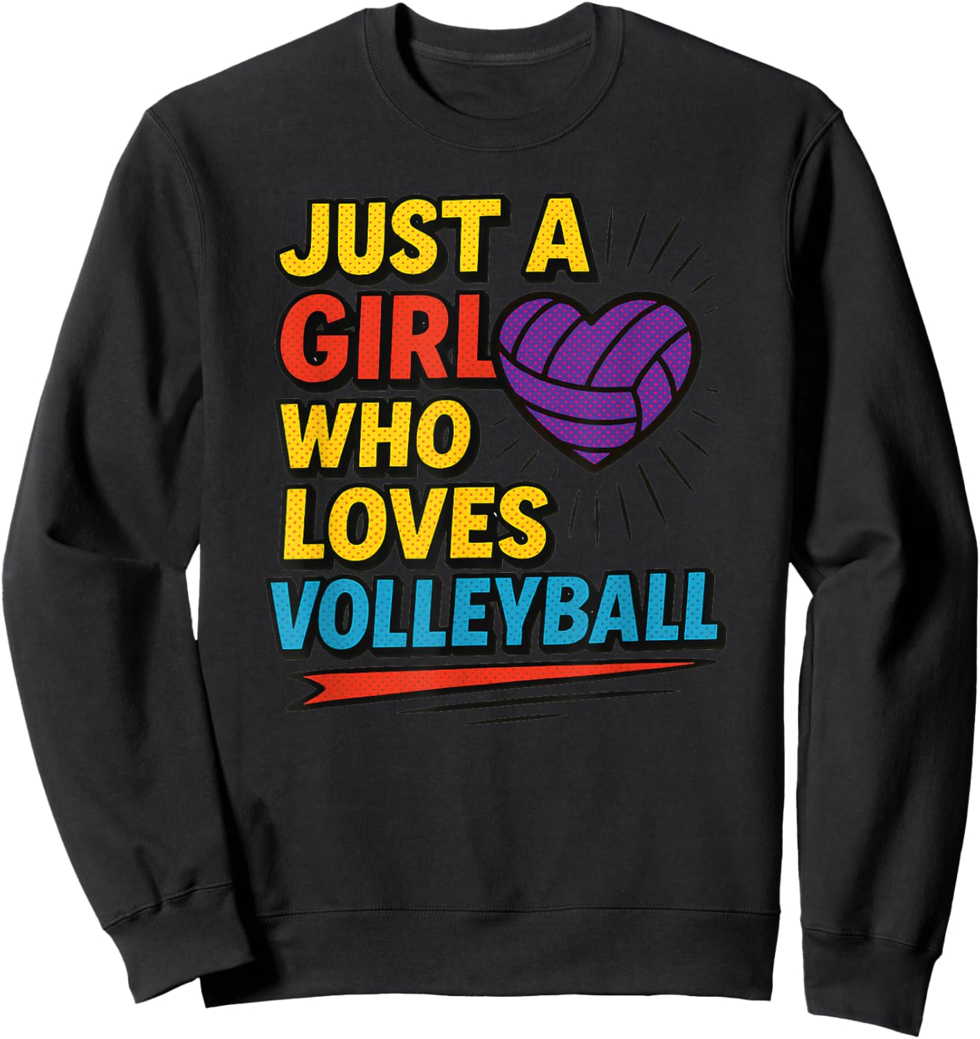 Volleyball Pop Comic for Teen Girls That Love Volleyball Sweatshirt - Sweatshirt | Black