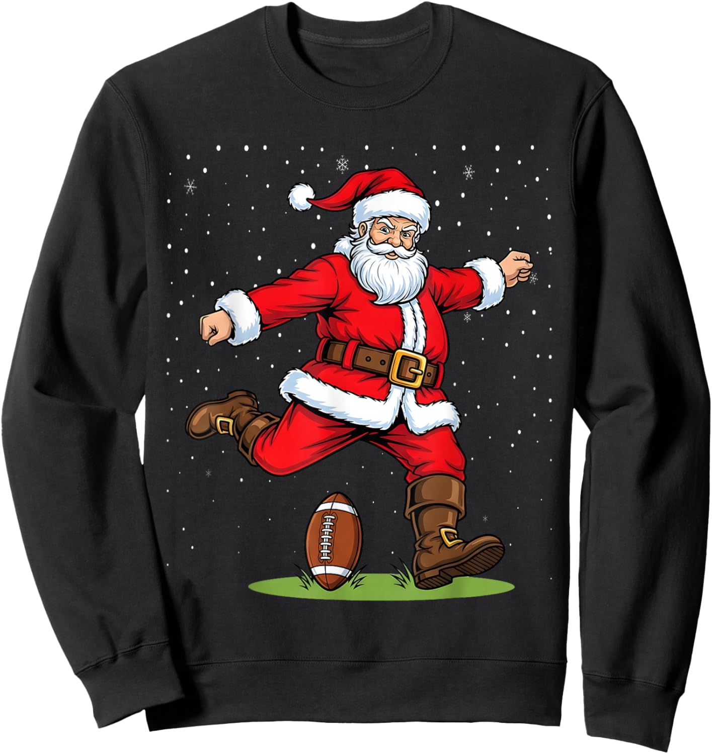 Funny Santa Football Christmas Sweatshirt - Sweatshirt | Black