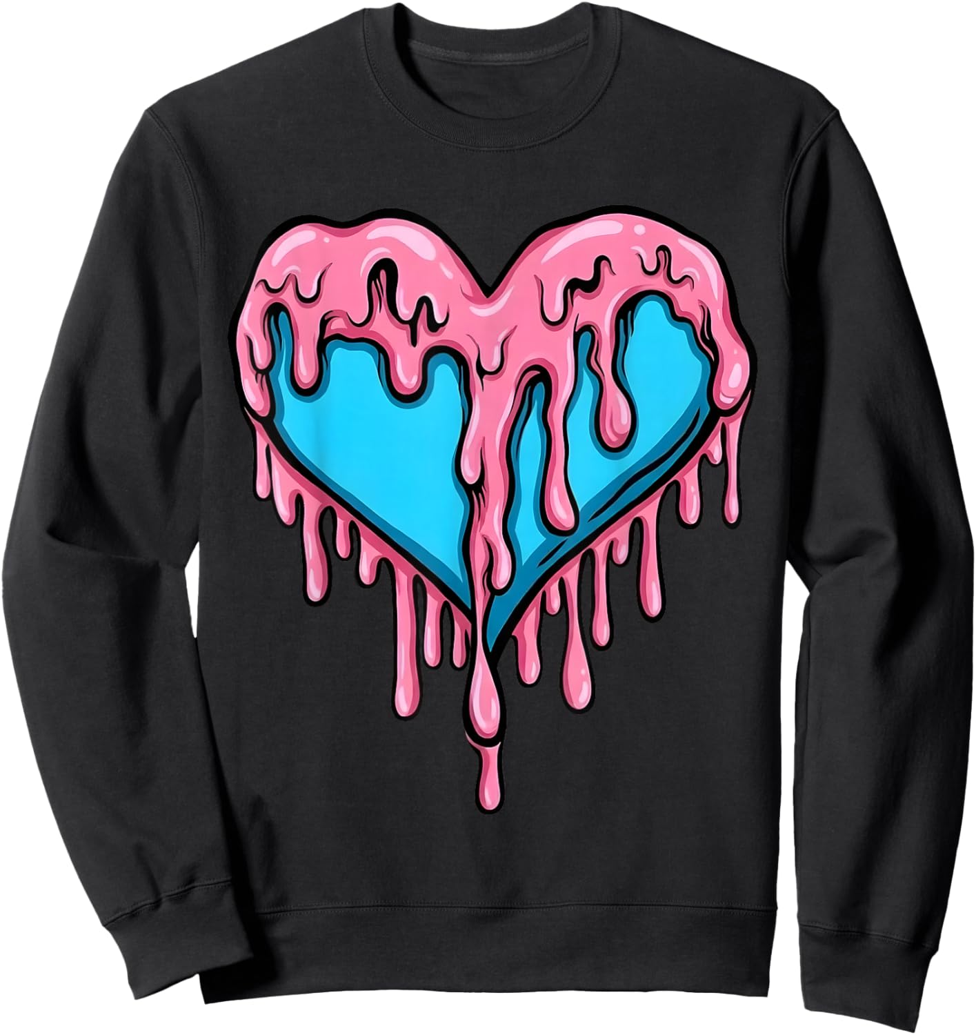 Gamma Blue Art Heart Ice Cream Dripping Valentine Day Sweatshirt - Sweatshirt | Black