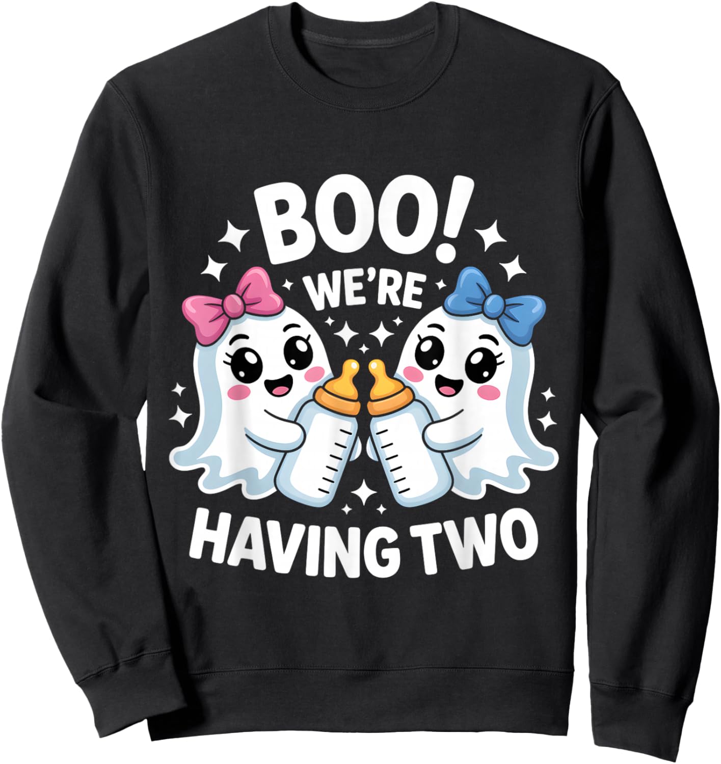 we’re Having Two Ghost Twins Halloween Reveal Funny Boo Sweatshirt - Sweatshirt | Black