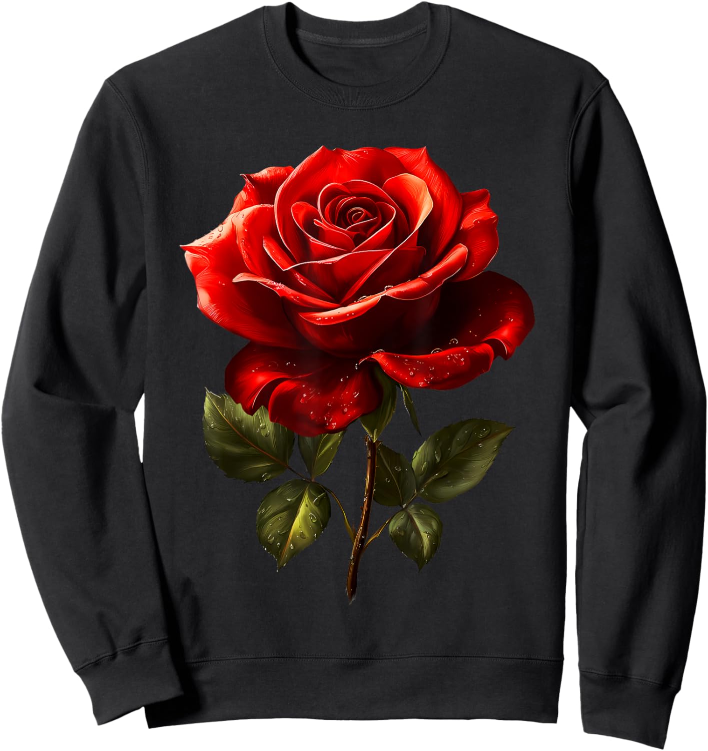Floral Red Rose Flower Botanist Garden Lover Men Women Kids Sweatshirt - Sweatshirt | Black
