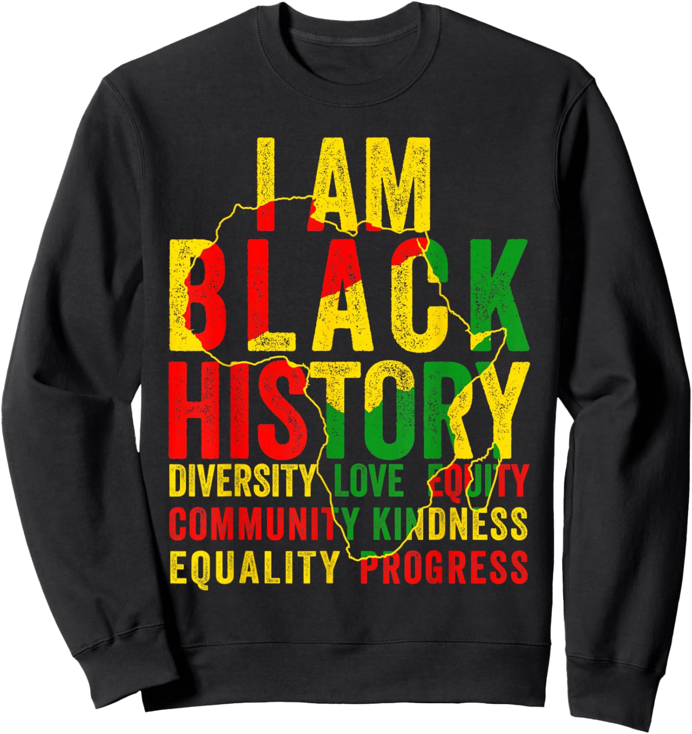 Black History Month Shirt Men Women Afro African Map Pride Sweatshirt - Sweatshirt | Black