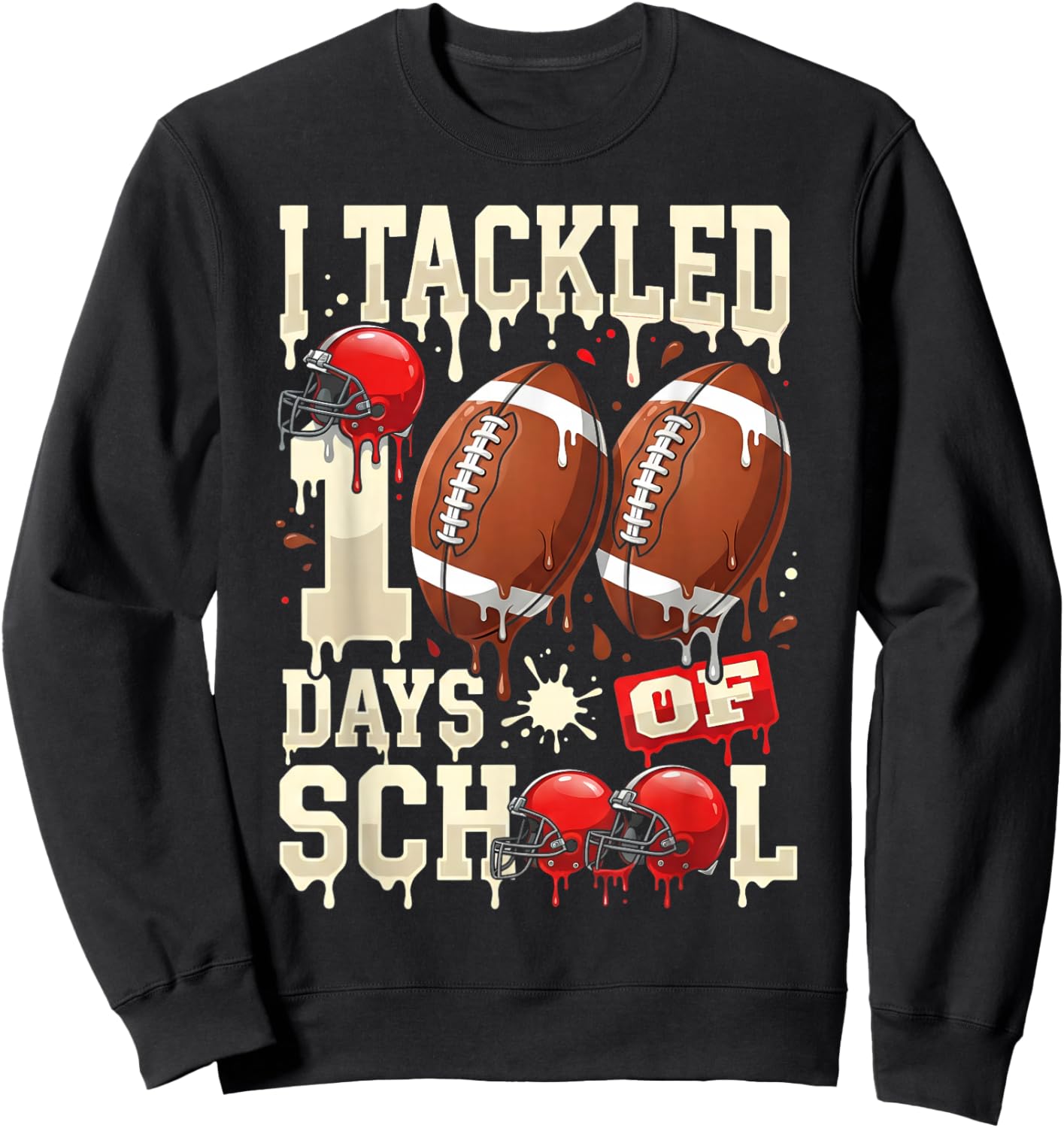 I Tackled 100 Days of School Football 100 Days Smarter Boys Sweatshirt - Sweatshirt | Black