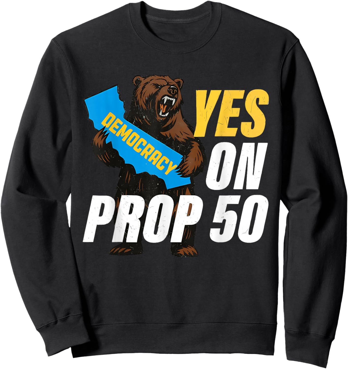 Vintage Yes on Prop 50 American Flag Patriotic Women Sweatshirt - Sweatshirt | Black