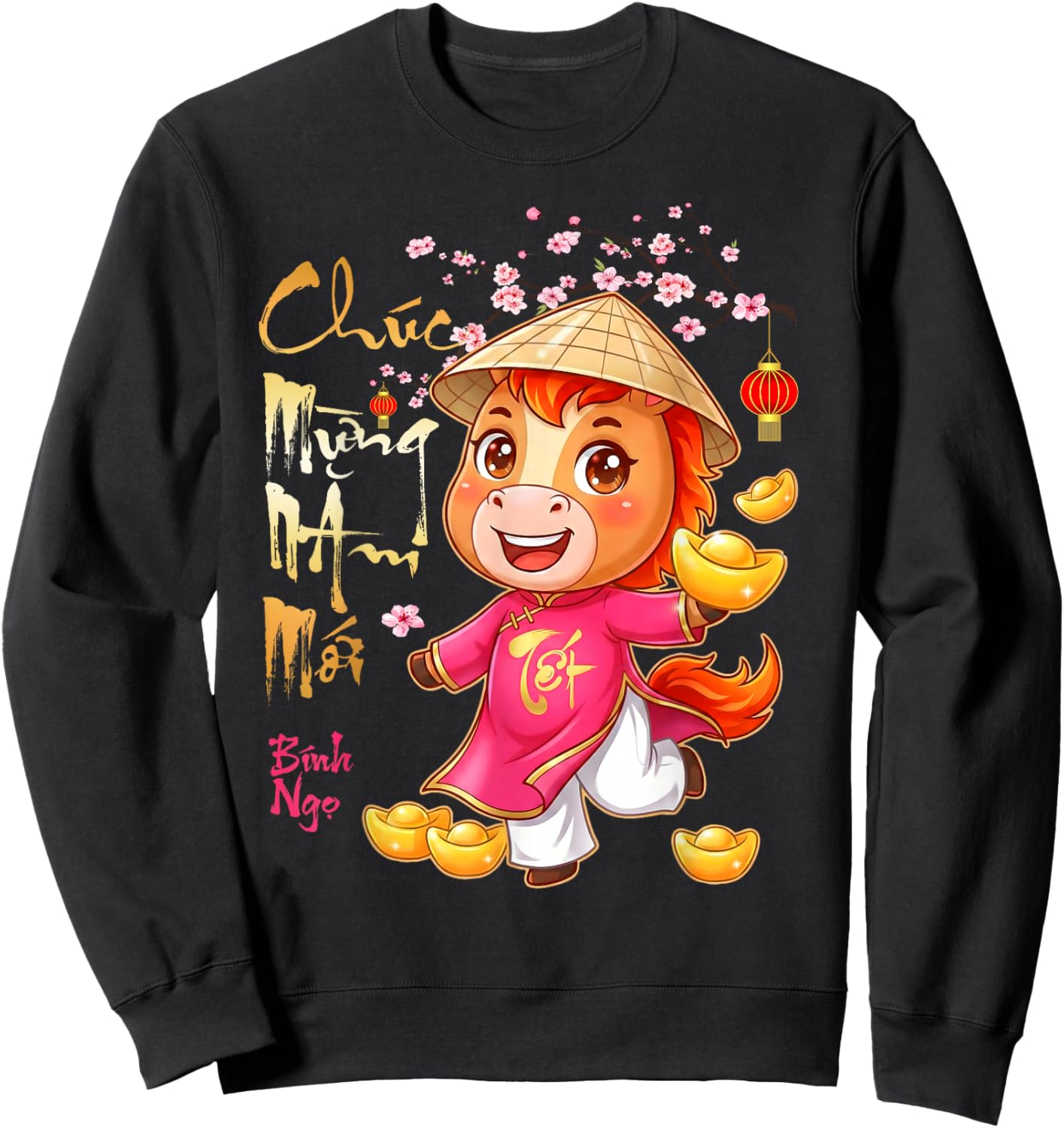 Chuc Mung NAM Moi Xuan Binh NGO Vietnamese New Year TET 2026 Sweatshirt - Sweatshirt | Black