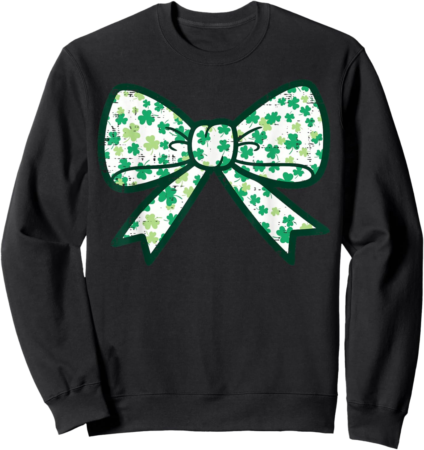 St Patricks Day Bow Ribbon Saint Paddys Girls Kids Women Sweatshirt - Sweatshirt | Black