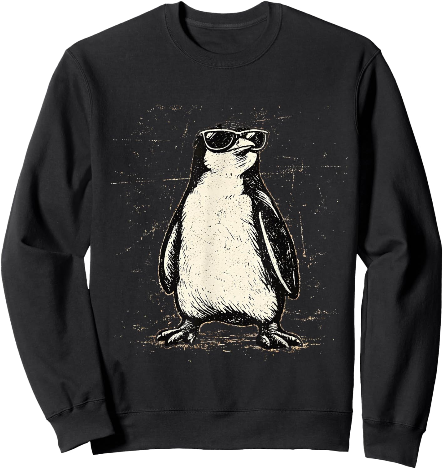 Cool Penguin Wearing Sunglasses Vintage Animal Humor Design Sweatshirt - Sweatshirt | Black