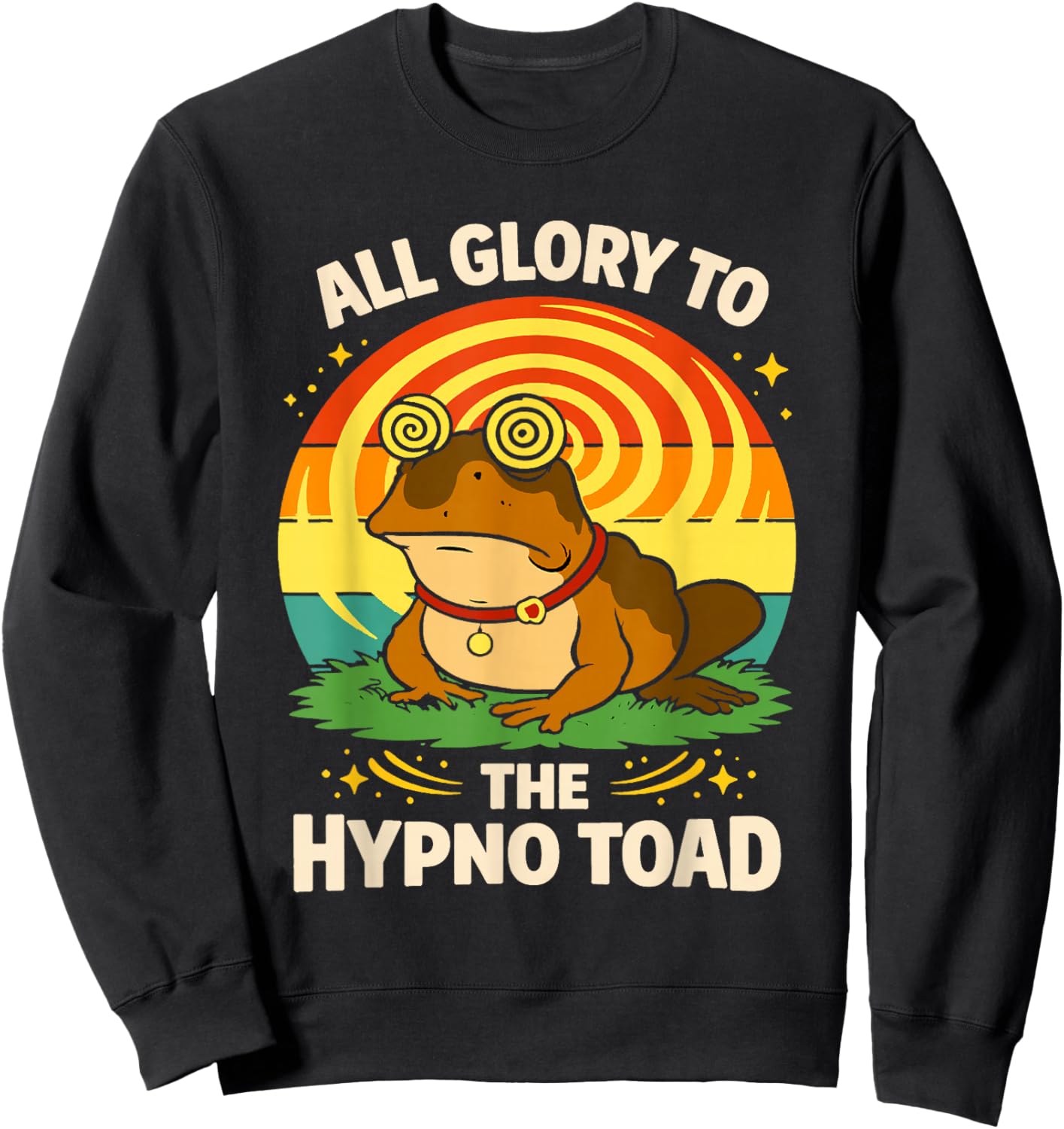 All Glory to The Hypno Toad Amphibian Funny Meme Frog Joke Sweatshirt - Sweatshirt | Black