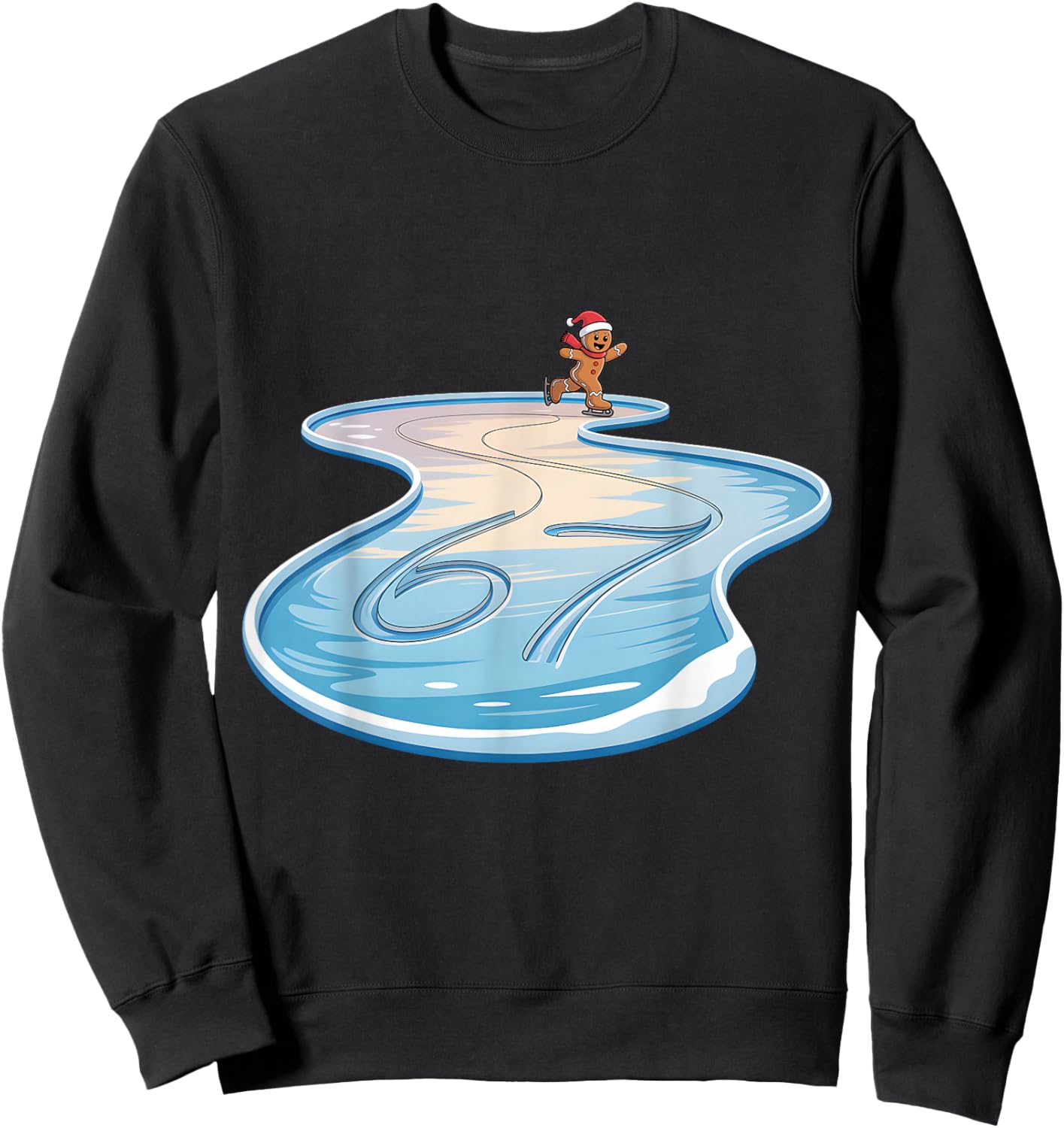 67 Christmas Gingerbreadman Ice Skating 6 7 Meme Xmas 67 Sweatshirt - Sweatshirt | Black