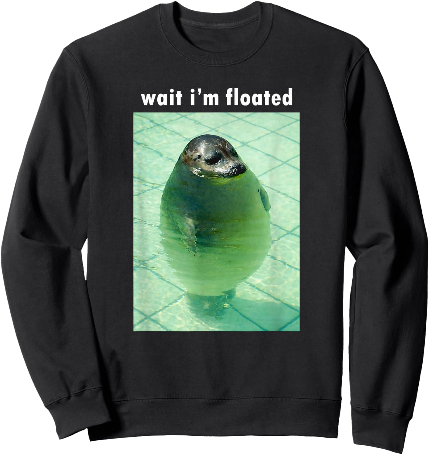 Wait I'm Floated Silly Seal Meme Sweatshirt - Sweatshirt | Black