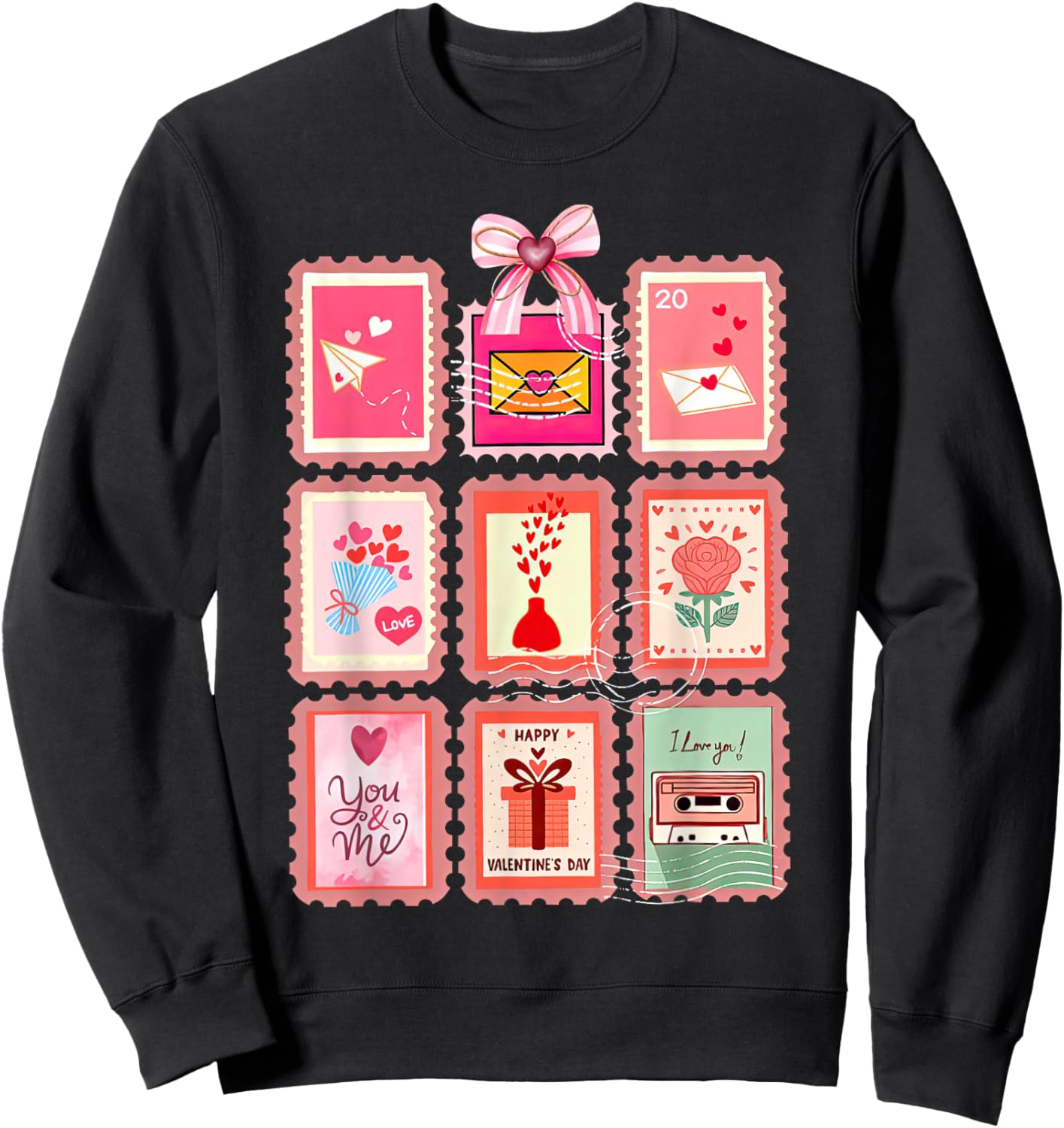 Valentines Stamp Postal Worker Postman Mail Carrier Delivery Sweatshirt - Sweatshirt | Black