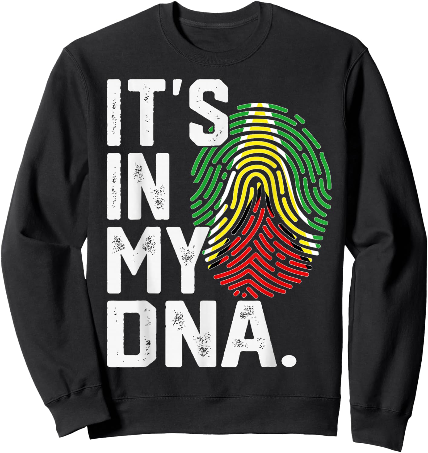 Guyana Roots Flag Fingerprint Graphic Patriotic Sweatshirt - Sweatshirt | Black
