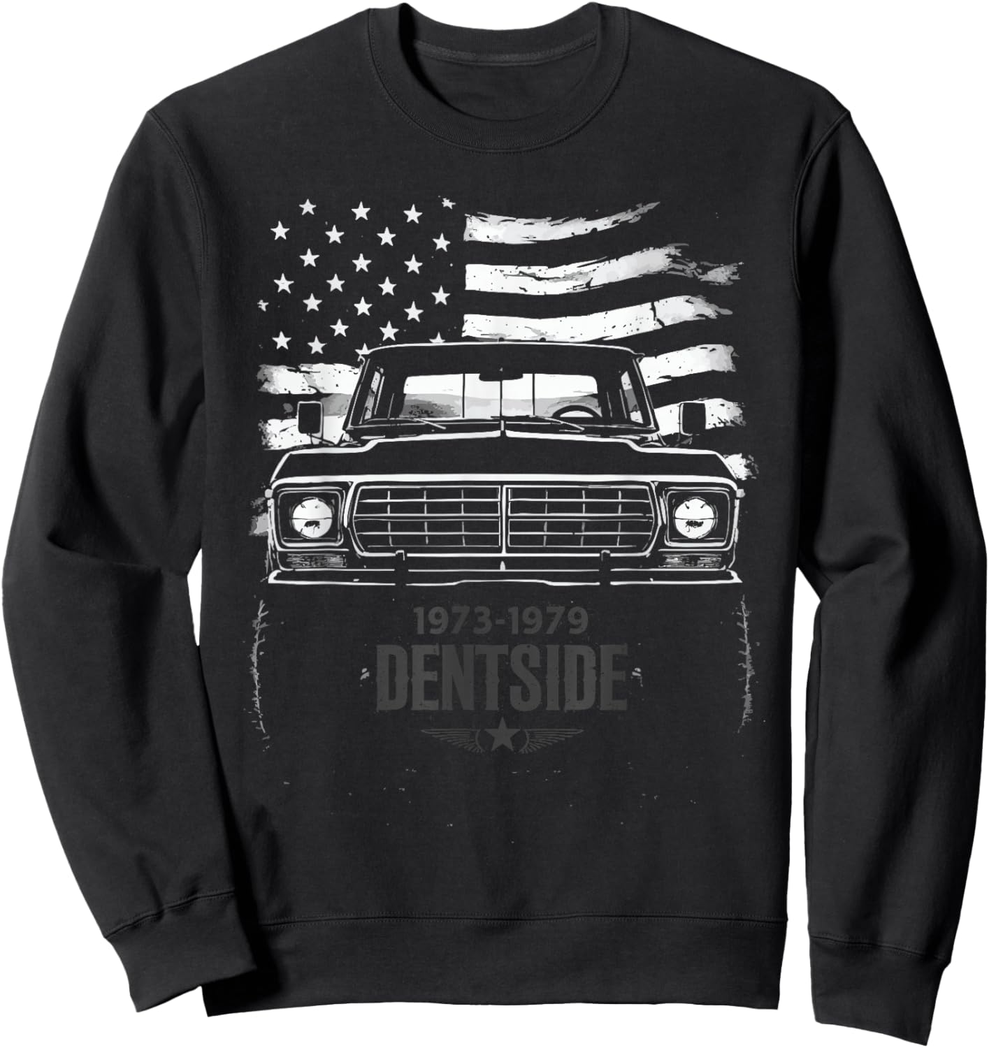 HIghboy Dentside 4x4 Truck Silhouette with Patriotic Flag Sweatshirt - Sweatshirt | Black
