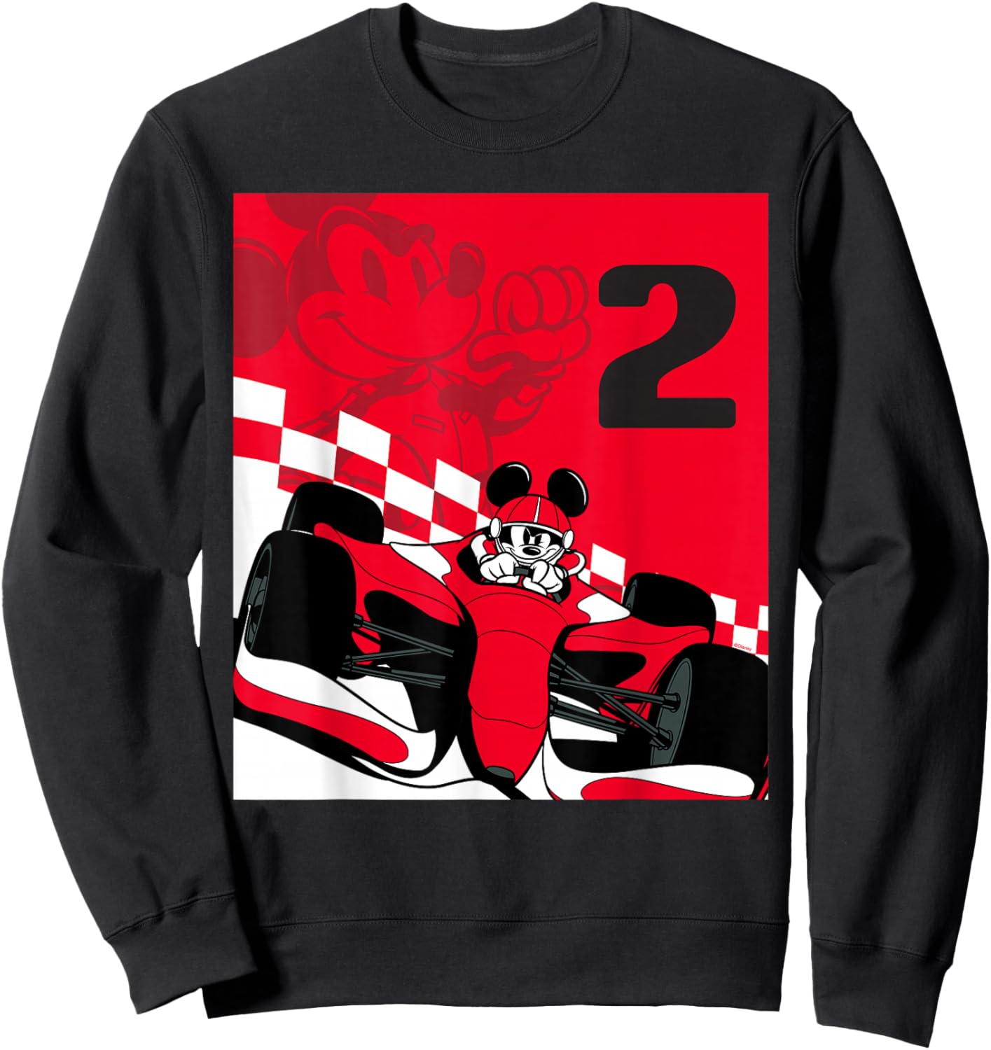 Disney Racing 2nd Birthday 2 Years Old Mickey Mouse Race Car Sweatshirt - Sweatshirt | Black