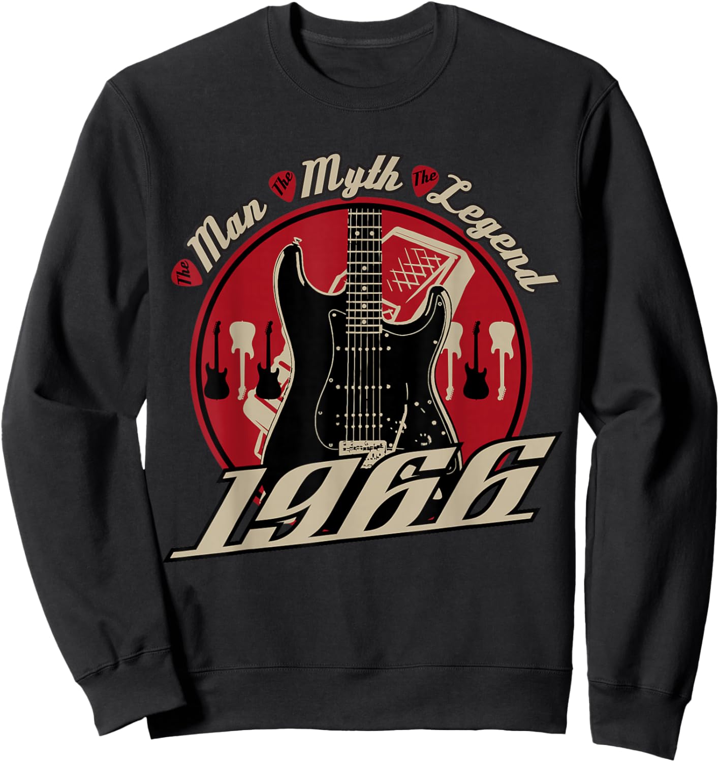 60th Birthday Gift Guitar Players Born in 1966 Sweatshirt - Sweatshirt | Black