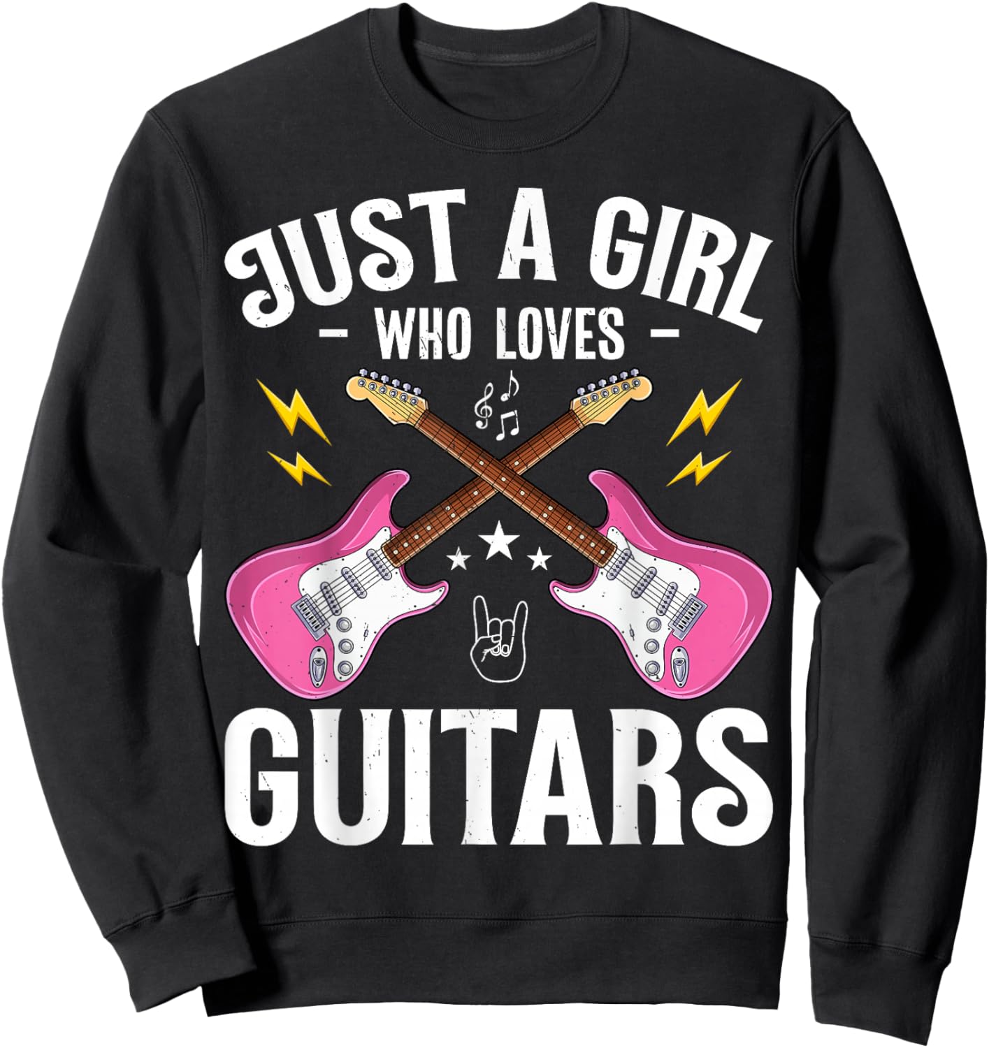 Just a Girl Who Loves Guitars Cool Guitarist Girls Women Sweatshirt - Sweatshirt | Black