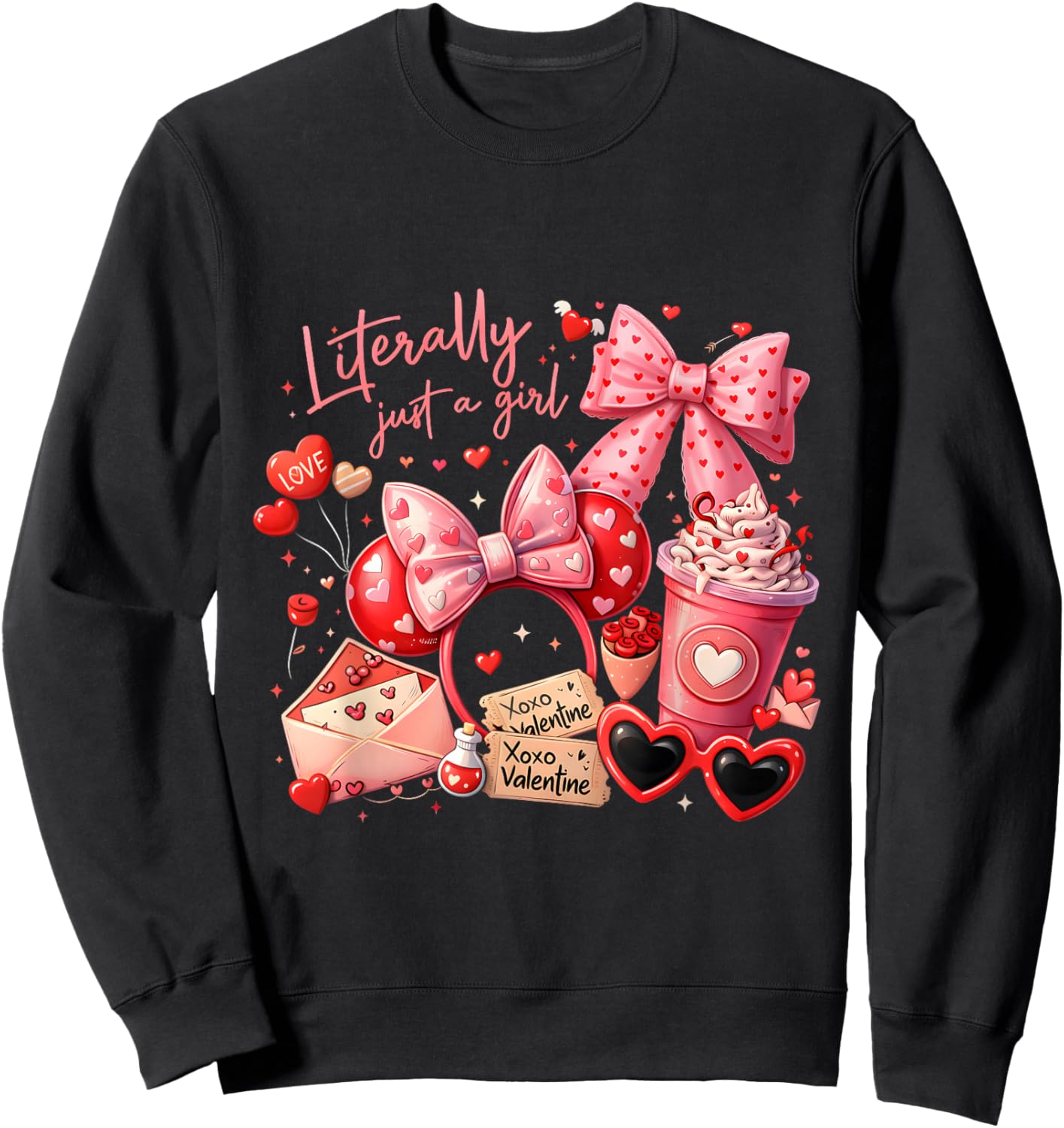 Literally Just a Girl Cute Valentine Aesthetic Gift Sweatshirt - Sweatshirt | Black