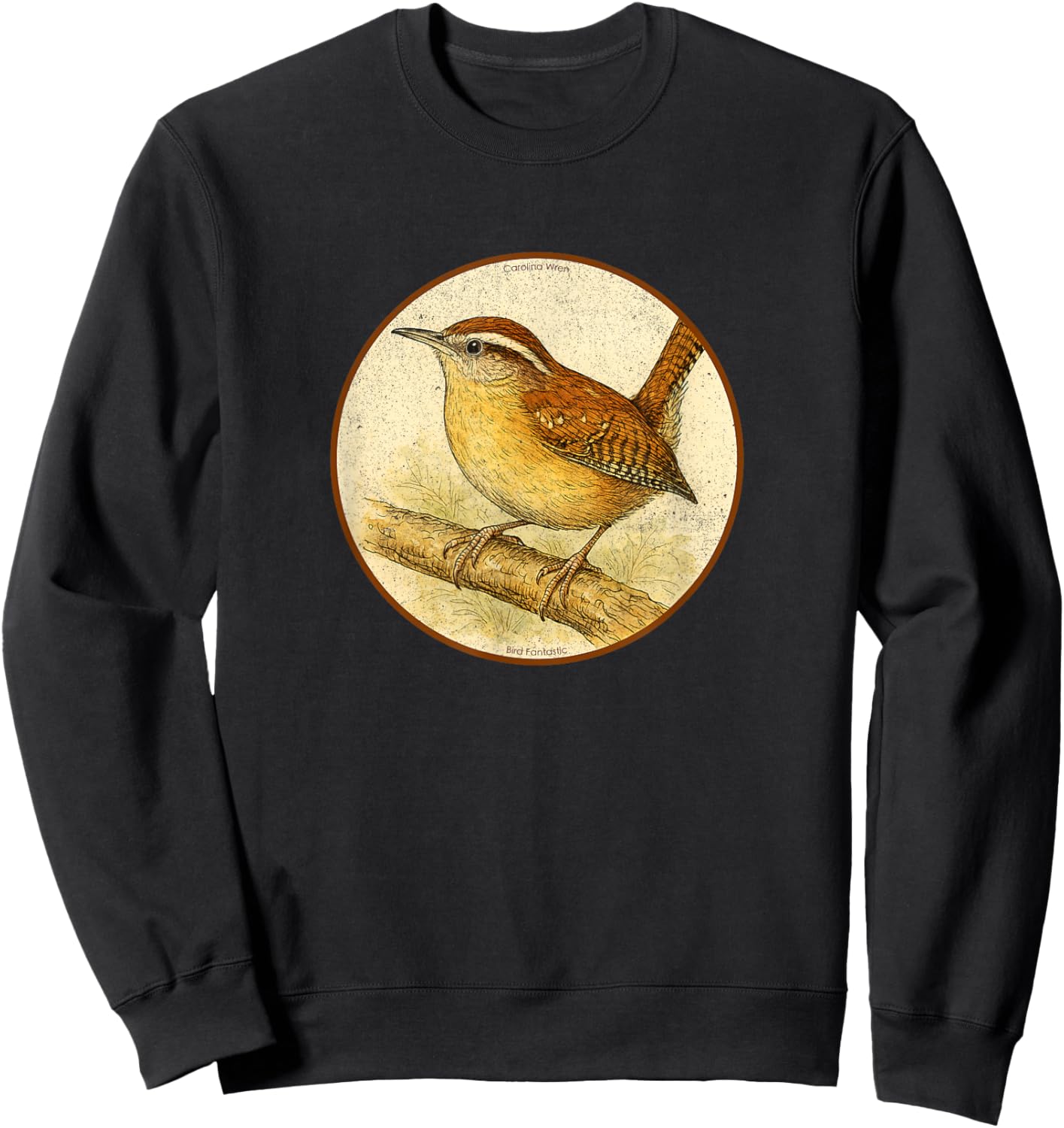 Colorful Retro Carolina Wren Bird Design Sweatshirt - Sweatshirt | Black