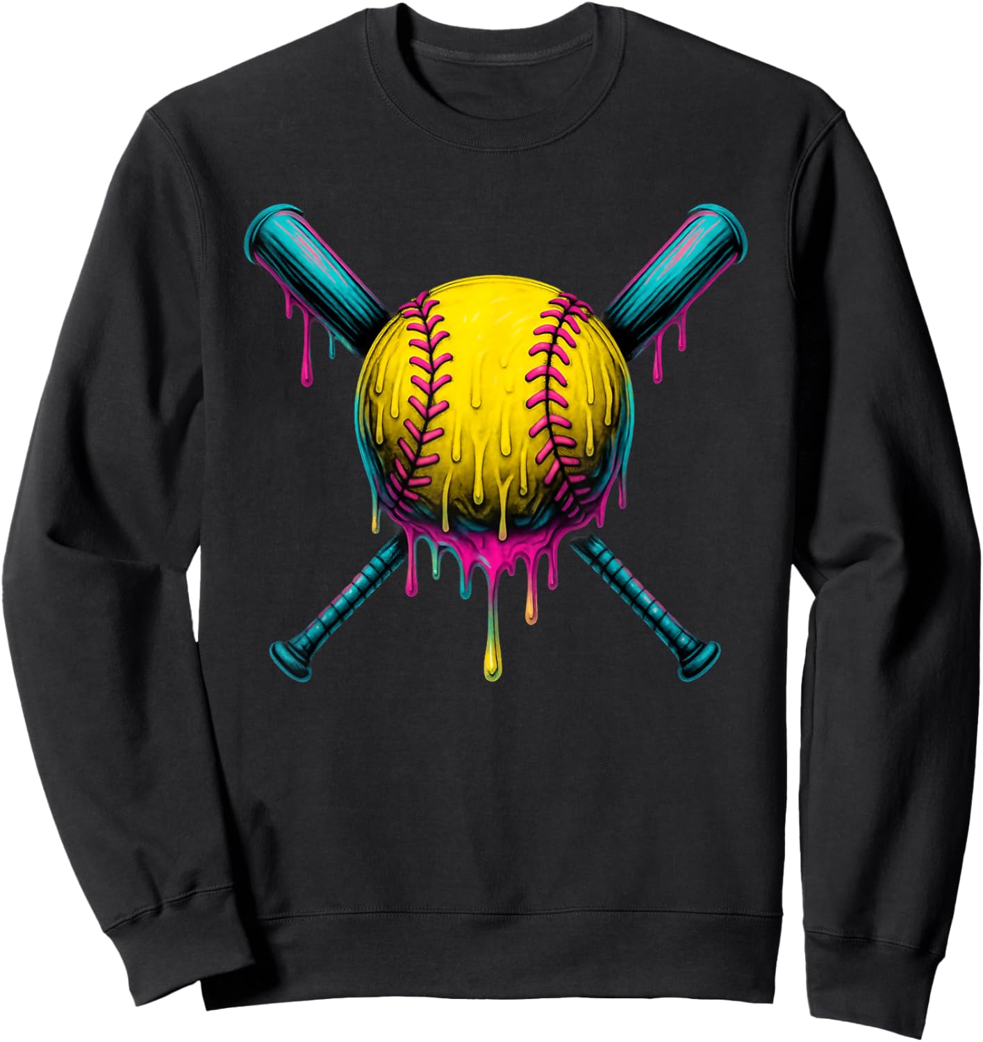 Dripping Softball Ice Cream Drip Girls Softball Players Sweatshirt - Sweatshirt | Black