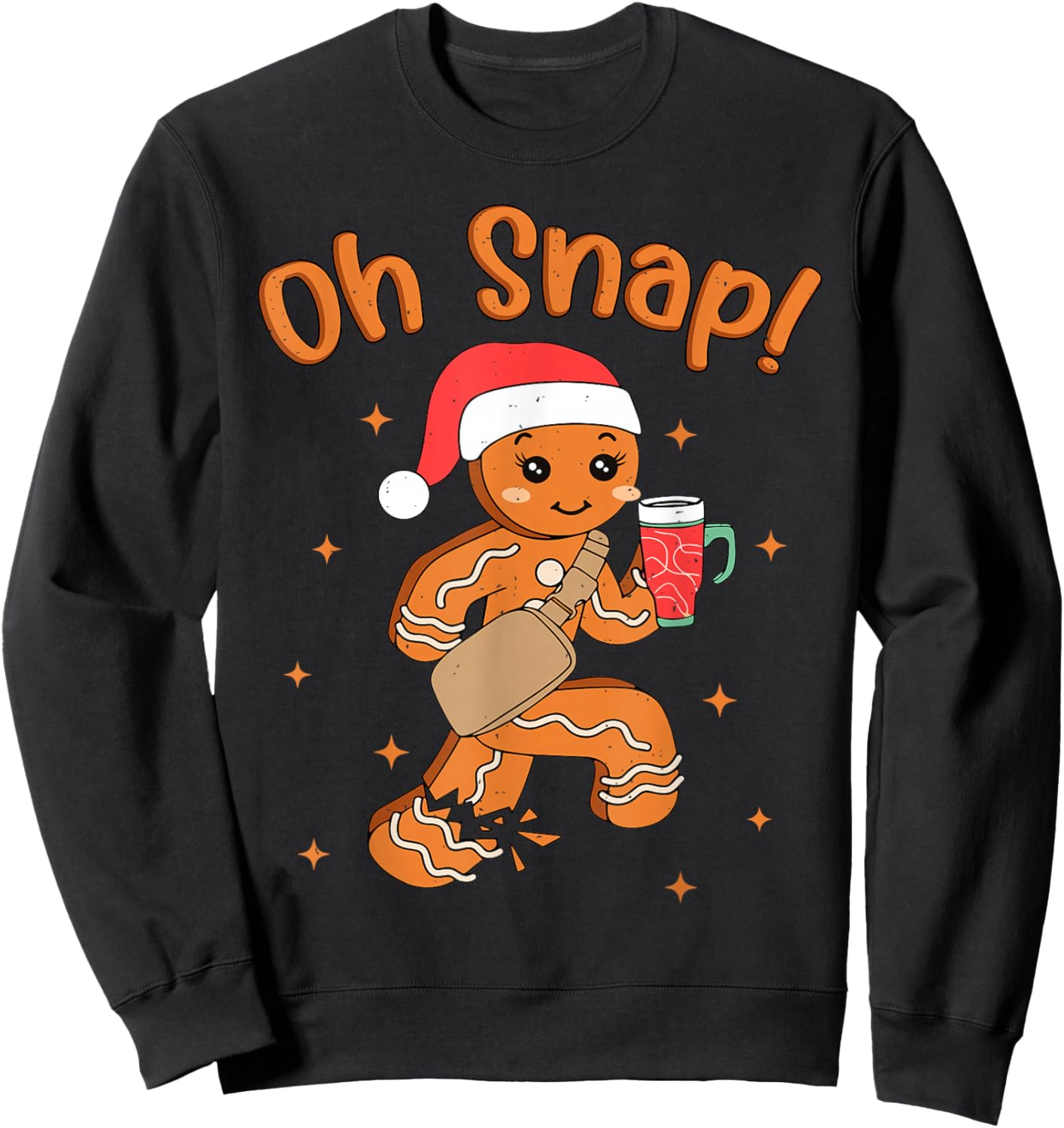 Oh Snap Gingerbread Man Boys Girls Kids Christmas Sweatshirt - Sweatshirt | Black