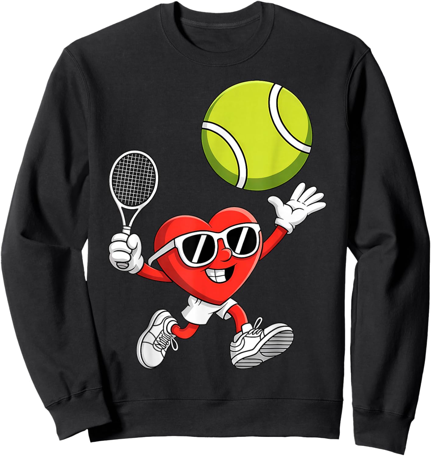 Love Tennis Cute Valentines Day Sweatshirt - Sweatshirt | Black