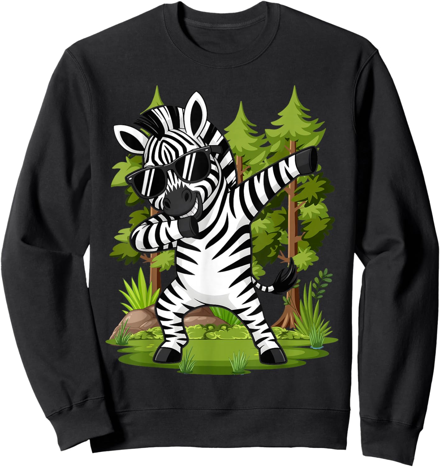 Cute Dabbing Zebra Clothes Kids Toddler Boys Animal Print Sweatshirt - Sweatshirt | Black