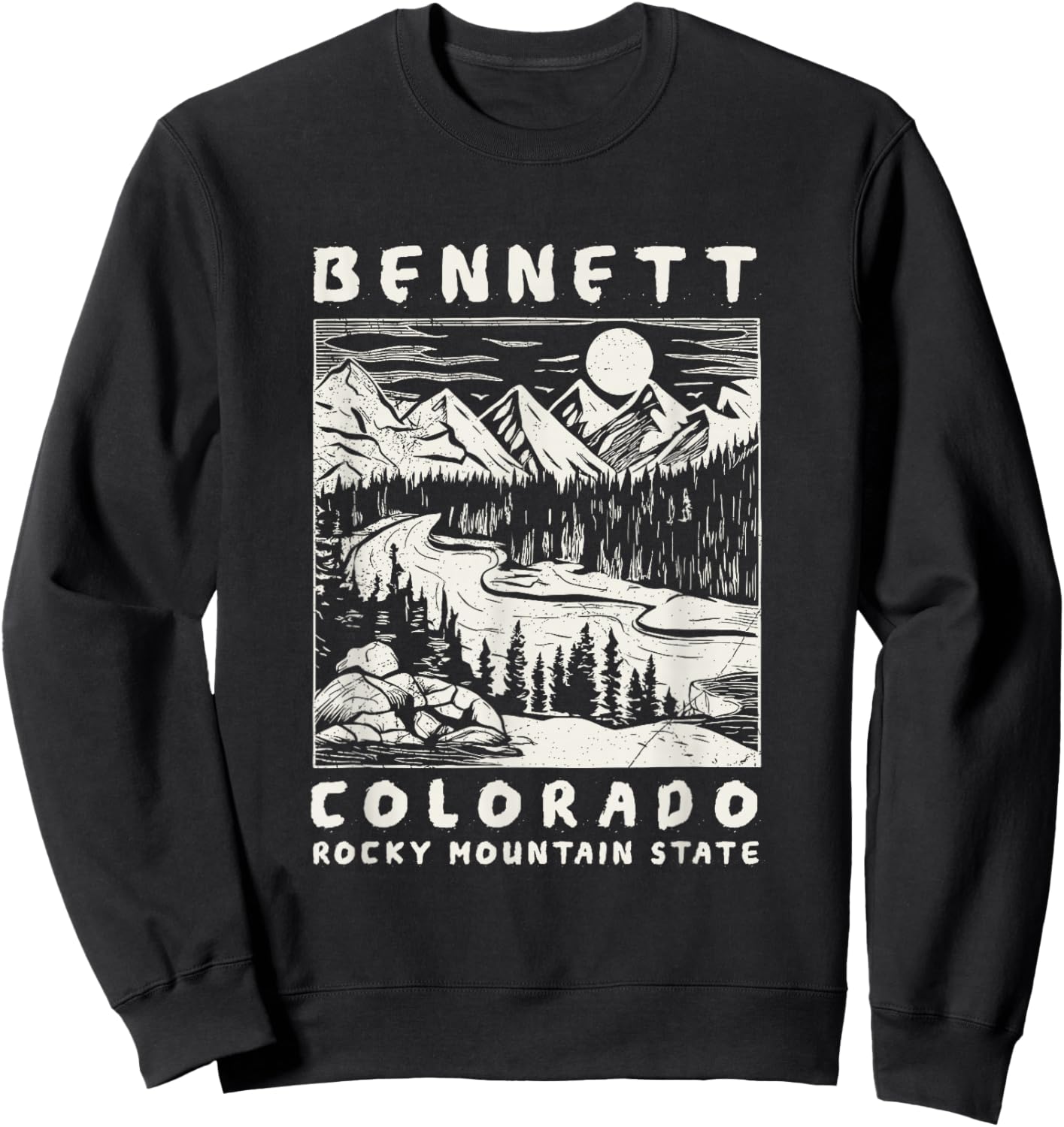Bennett, Colorado Mountain Wildnerness Nature Design Sweatshirt - Sweatshirt | Black