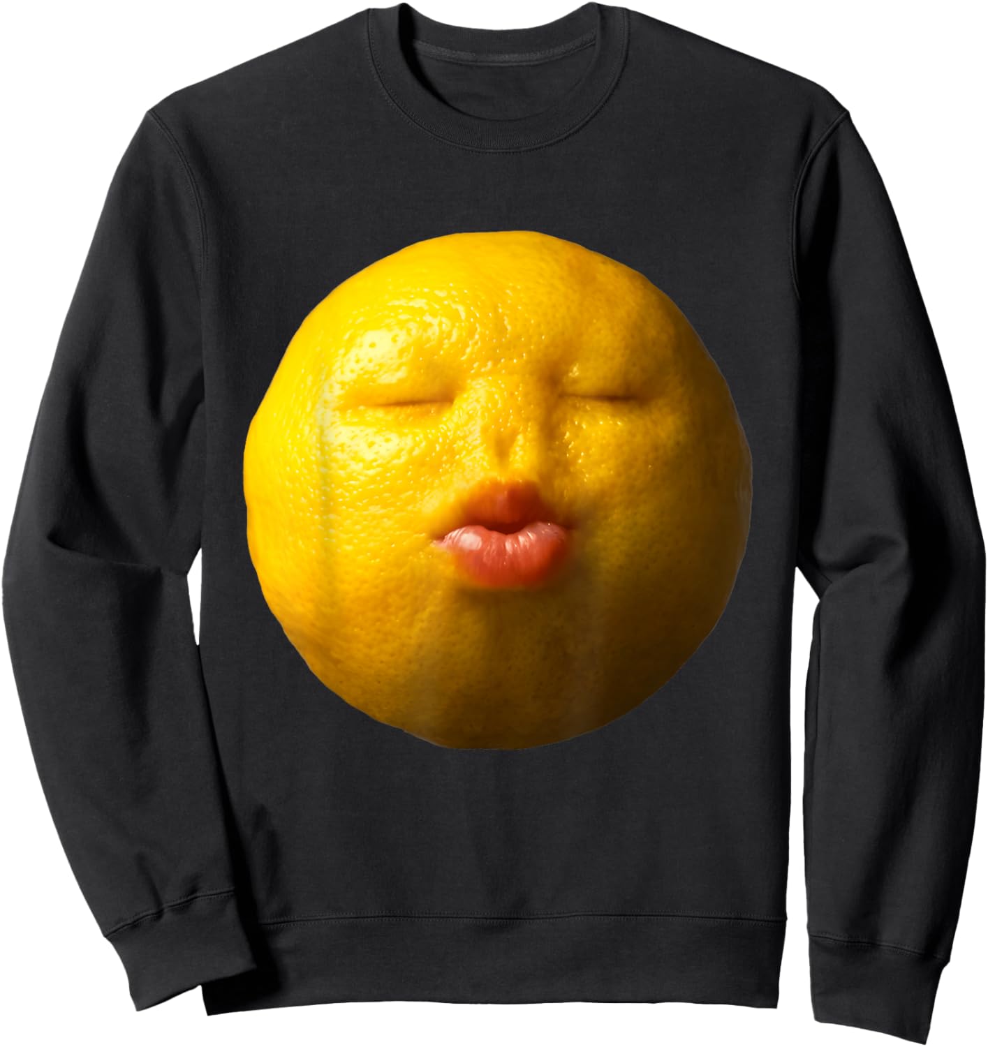 Niche Lemon Meme Ai Fruits Eating Fruit Funny brainrot Silly Sweatshirt - Sweatshirt | Black