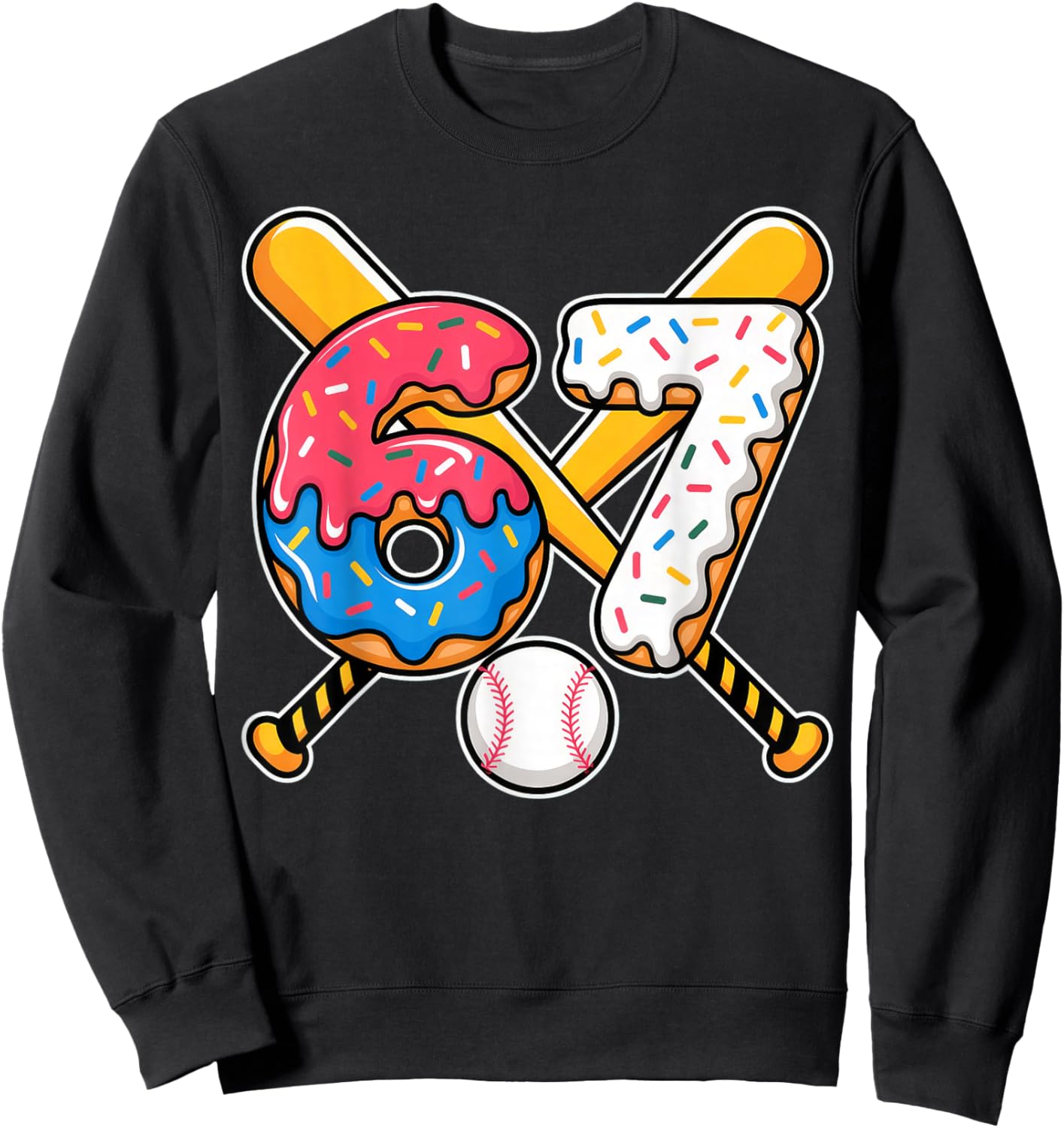 Baseball Drip Number 67 Player 67th Birthday Meme Sweatshirt - Sweatshirt | Black