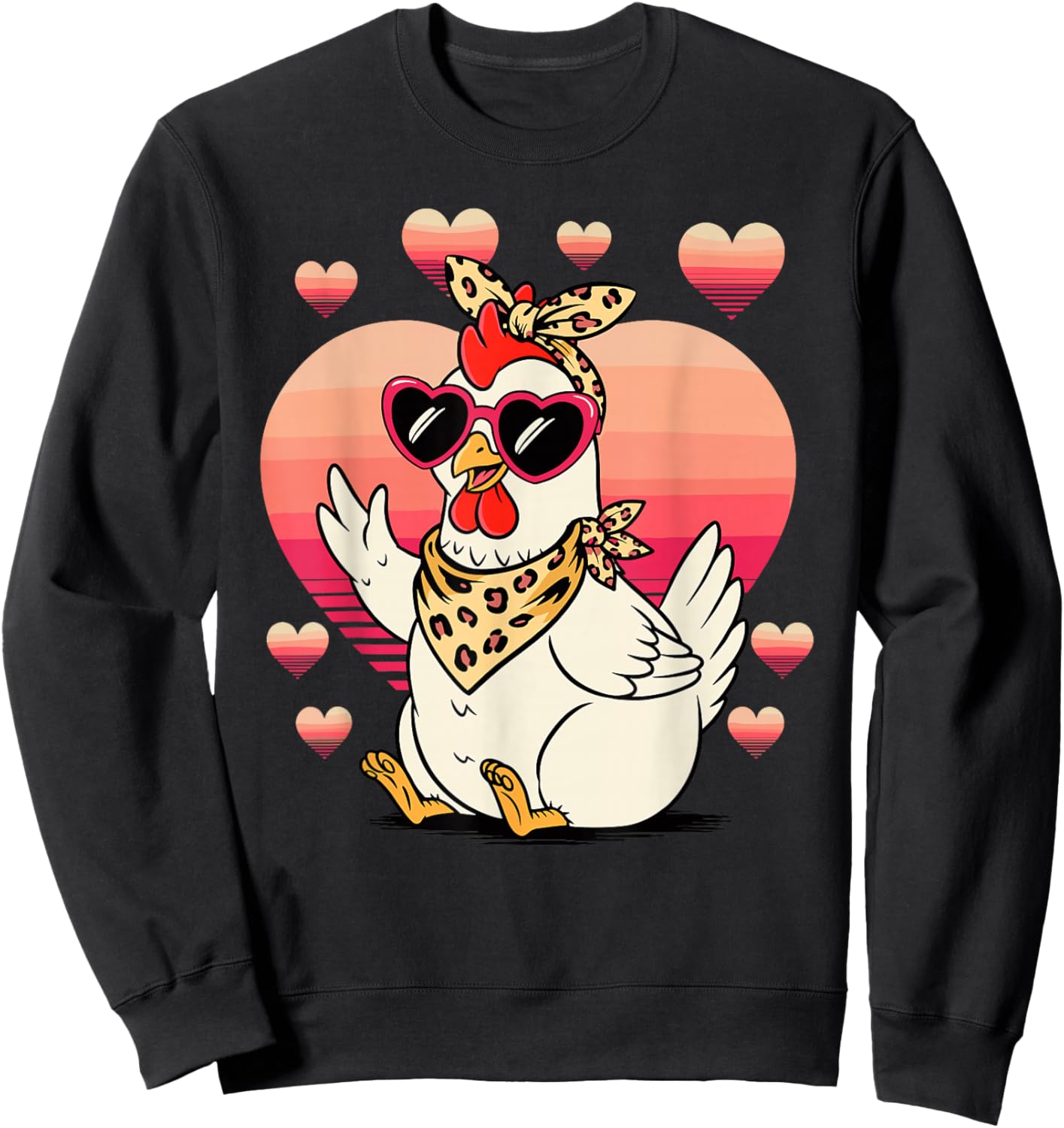 Chicken Sunglasses Valentines Day Chickens Sweatshirt - Sweatshirt | Black