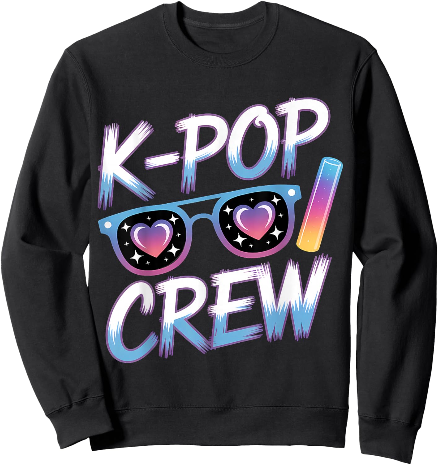 K-Pop Crew Sunglasses Heartbeat Style Sweatshirt - Sweatshirt | Black
