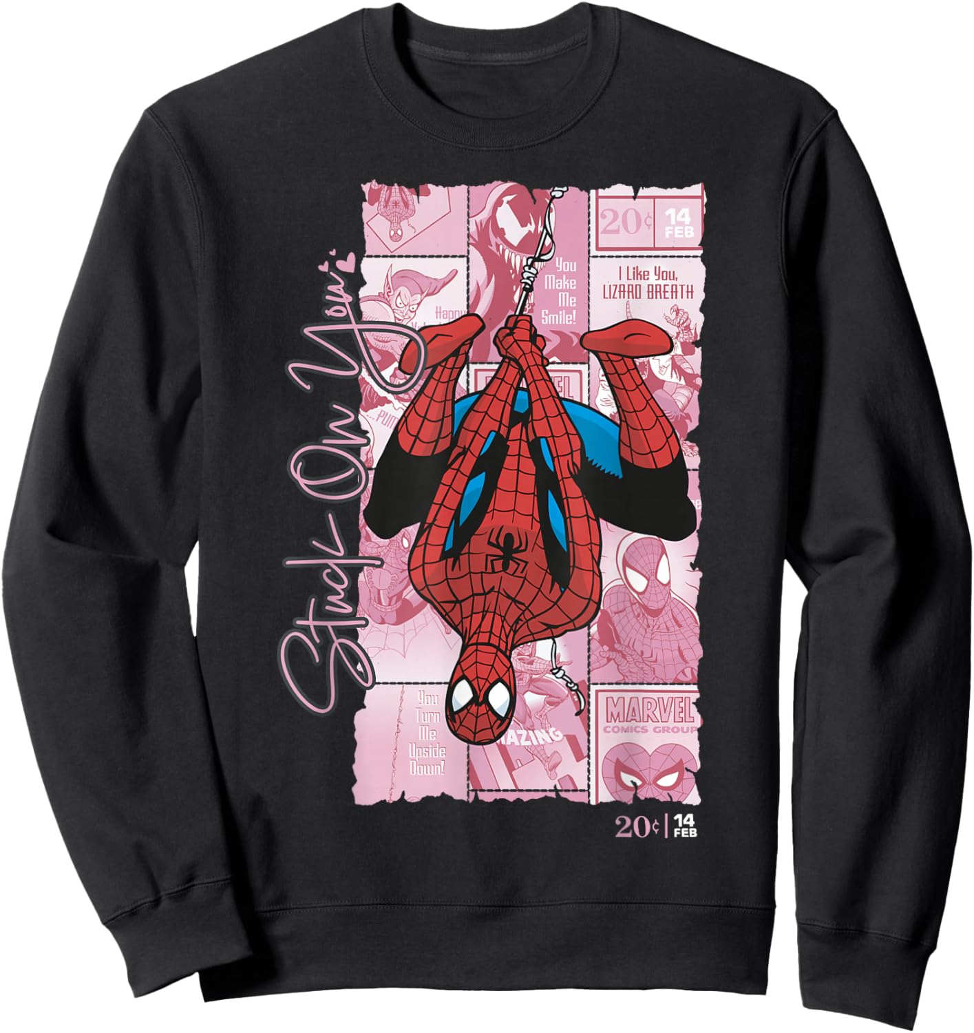 Marvel Comics Spider-Man Stuck On You Valentine Sweatshirt - Sweatshirt | Black