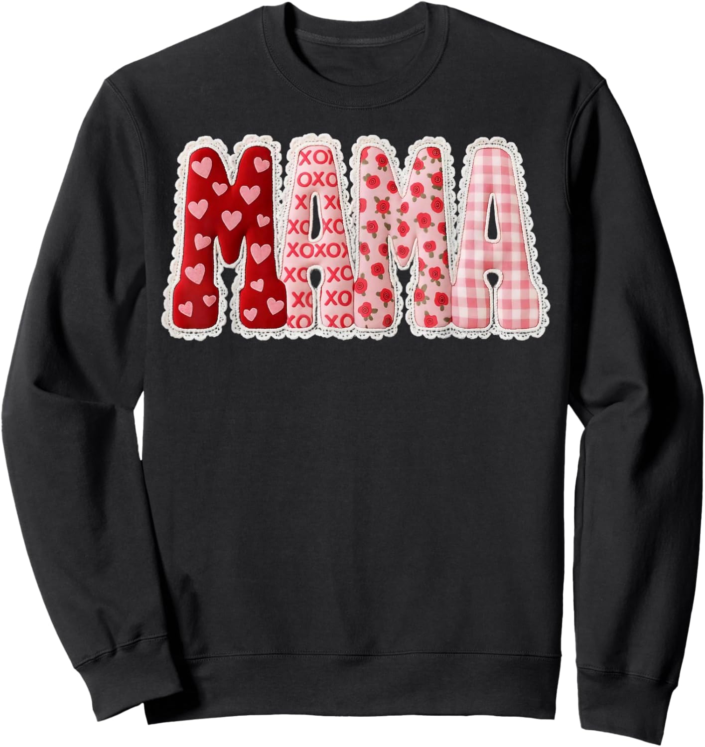 Mama Valentine's Day Outfits Retro Mama Coquette Bows Design Sweatshirt - Sweatshirt | Black