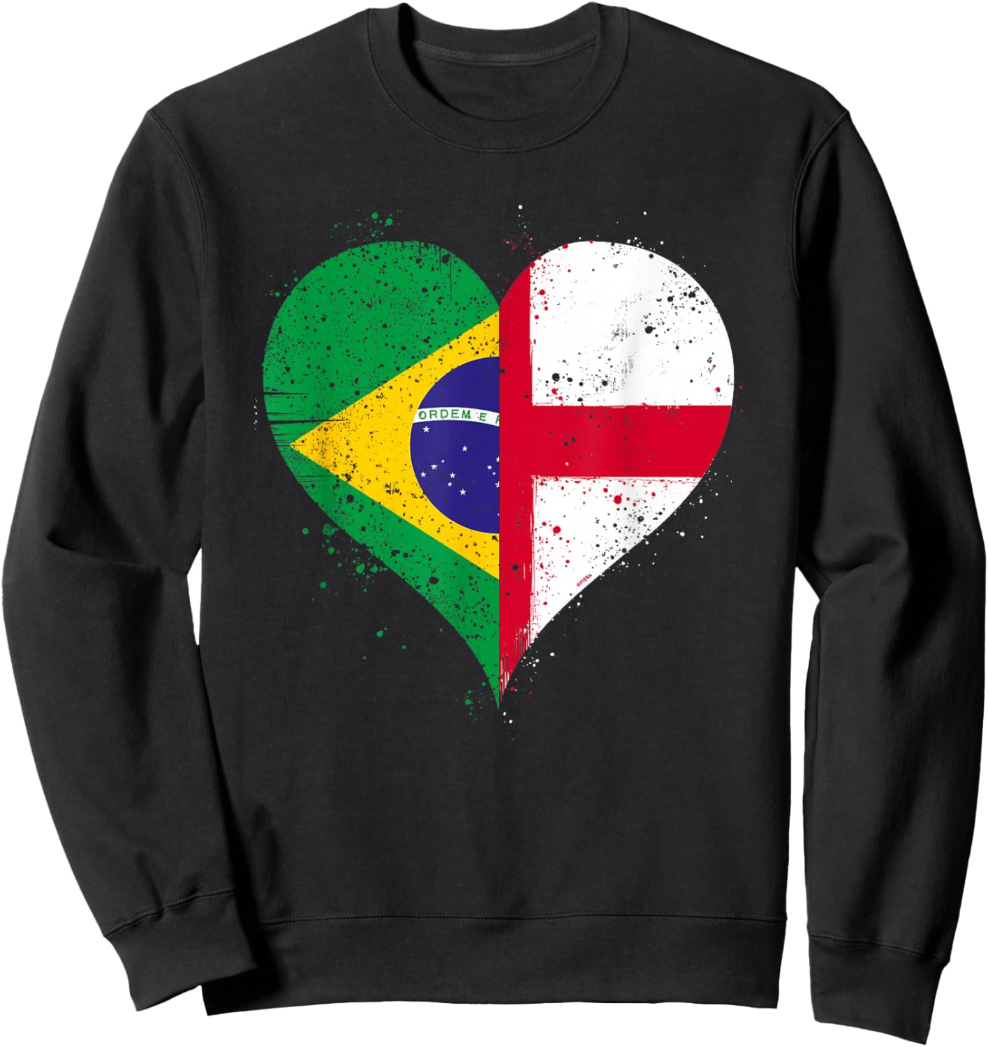 Vintage Brazil England Flag for Proud Brazilian English Fans Sweatshirt - Sweatshirt | Black