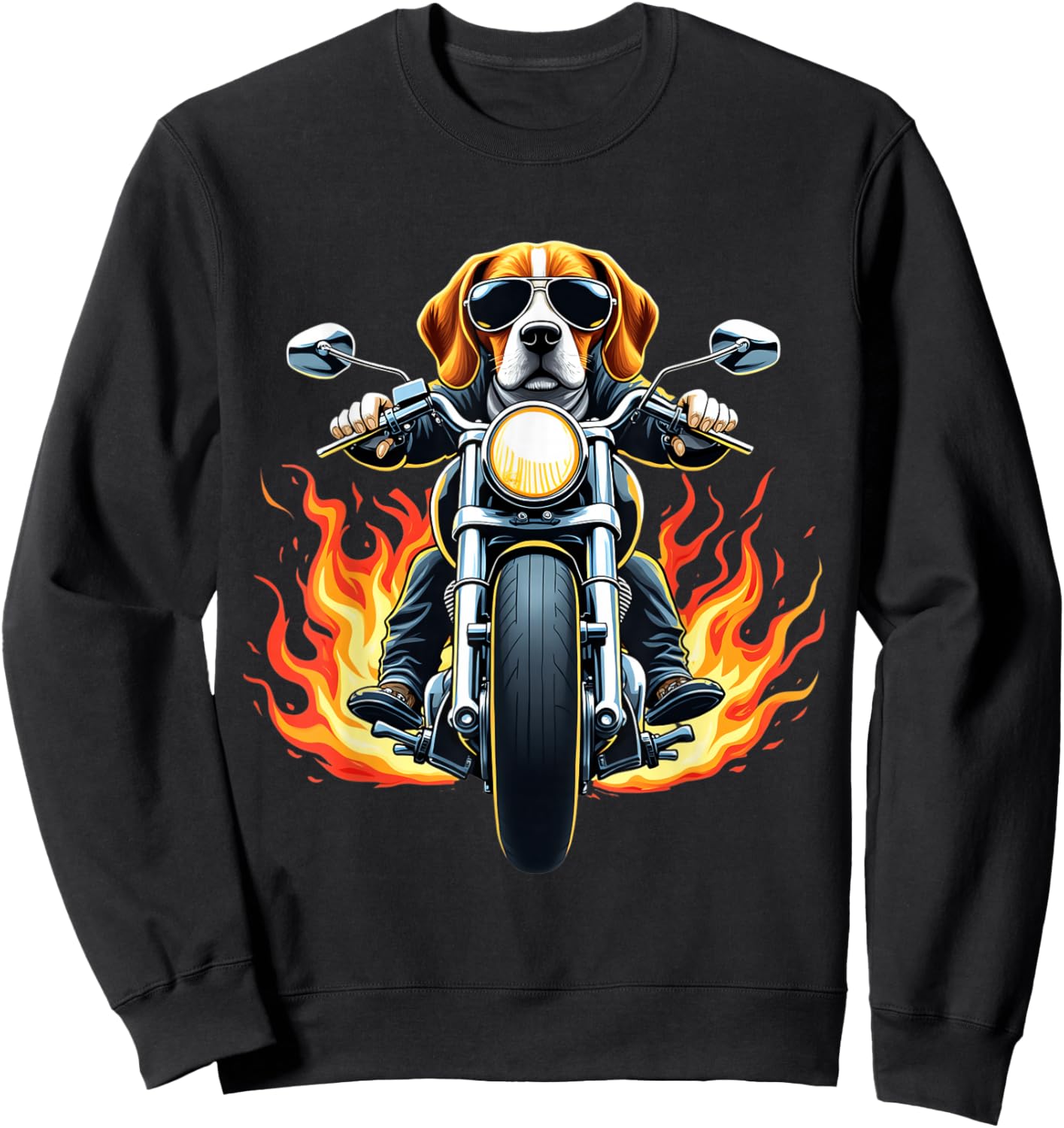 Funny Beagle Dog Riding a Motorcycle Design Beagle Lovers Sweatshirt - Sweatshirt | Black