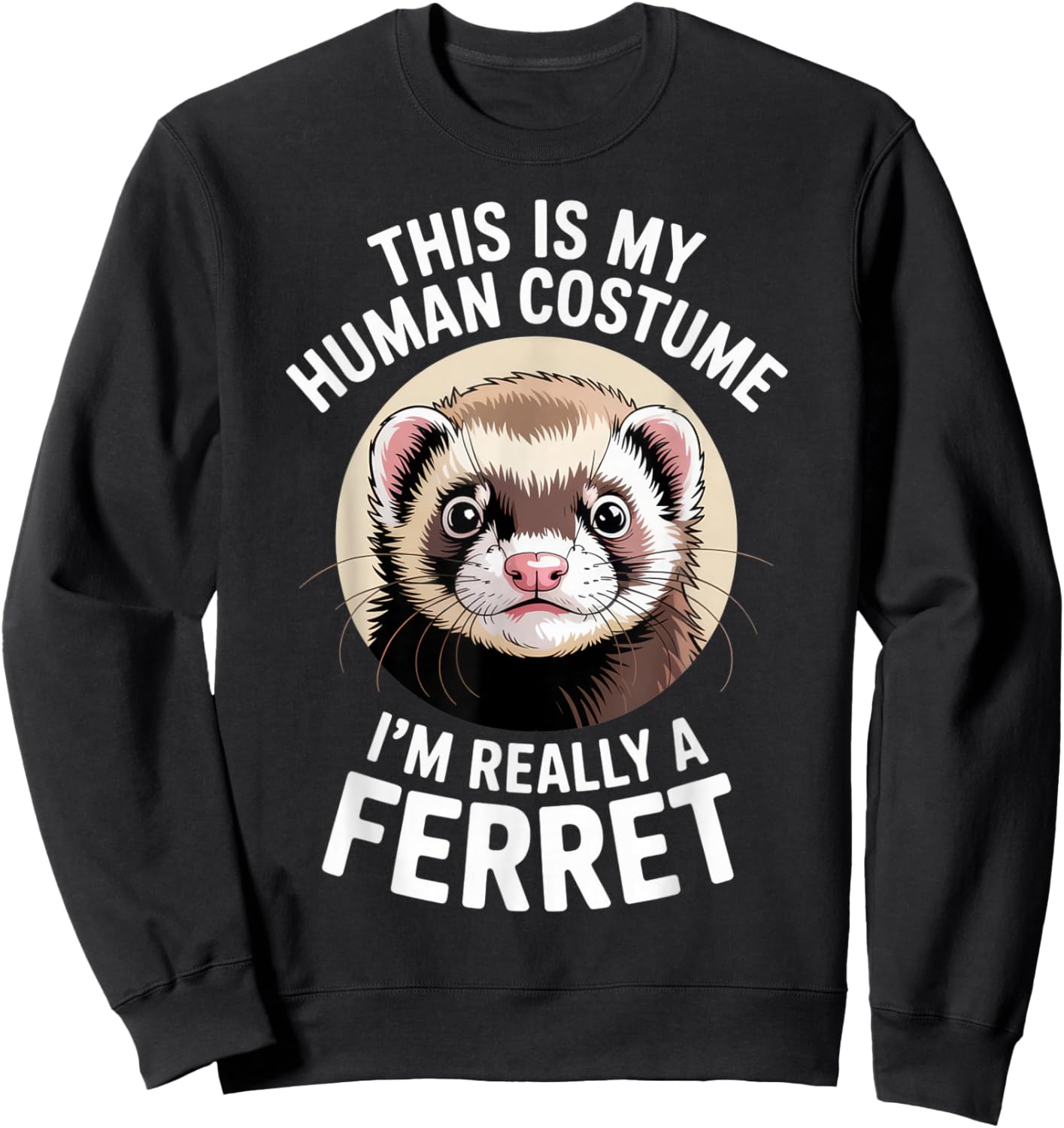 This is My Human Costume Ferret Lover Funny Halloween Mood Sweatshirt - Sweatshirt | Black