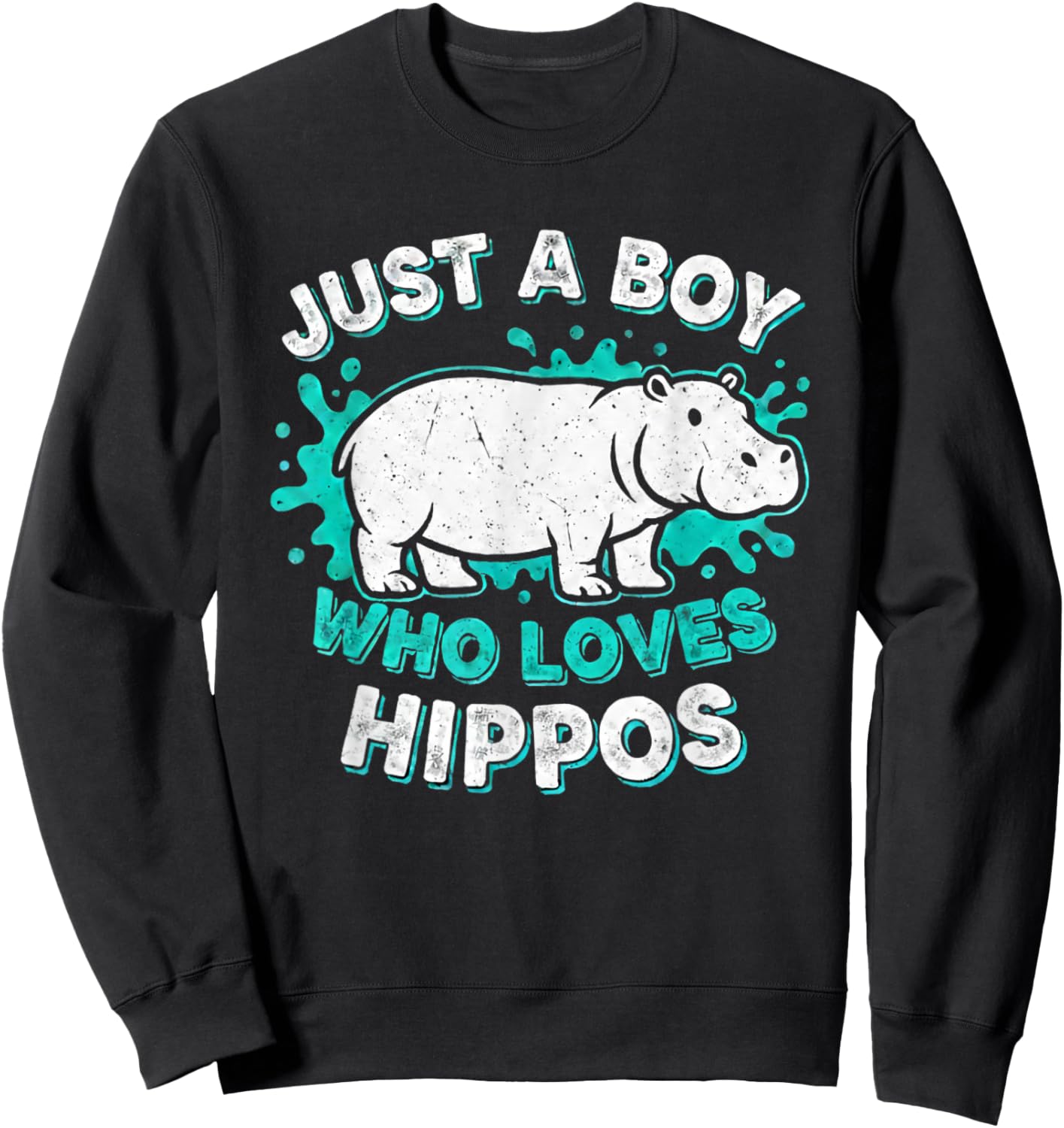 Kids Hippo Hippopotamus Just A Boy Who Loves Hippos Sweatshirt - Sweatshirt | Black