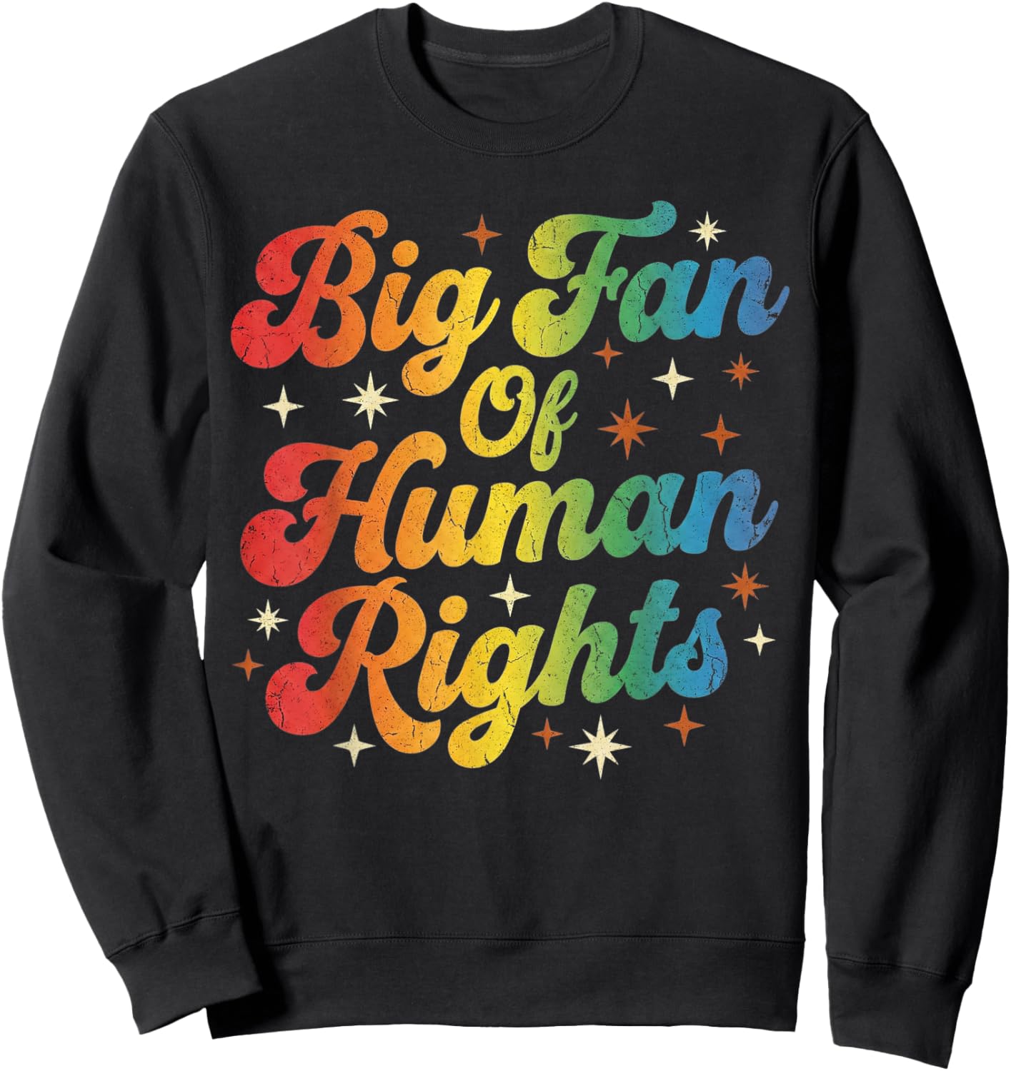 Big Fan of Human Rights Rainbow Equality Vintage Graphic Sweatshirt - Sweatshirt | Black