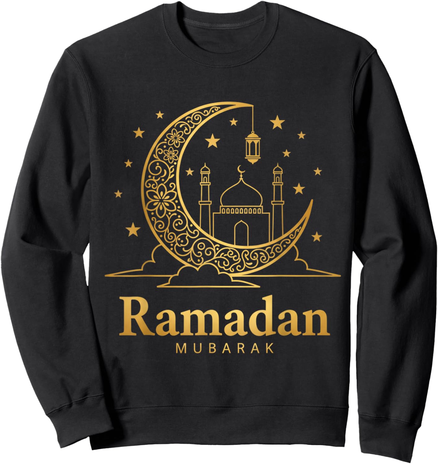 Ramadan Mubarak Kareem Happy Fasting Muslim Crescent Moon Sweatshirt - Sweatshirt | Black